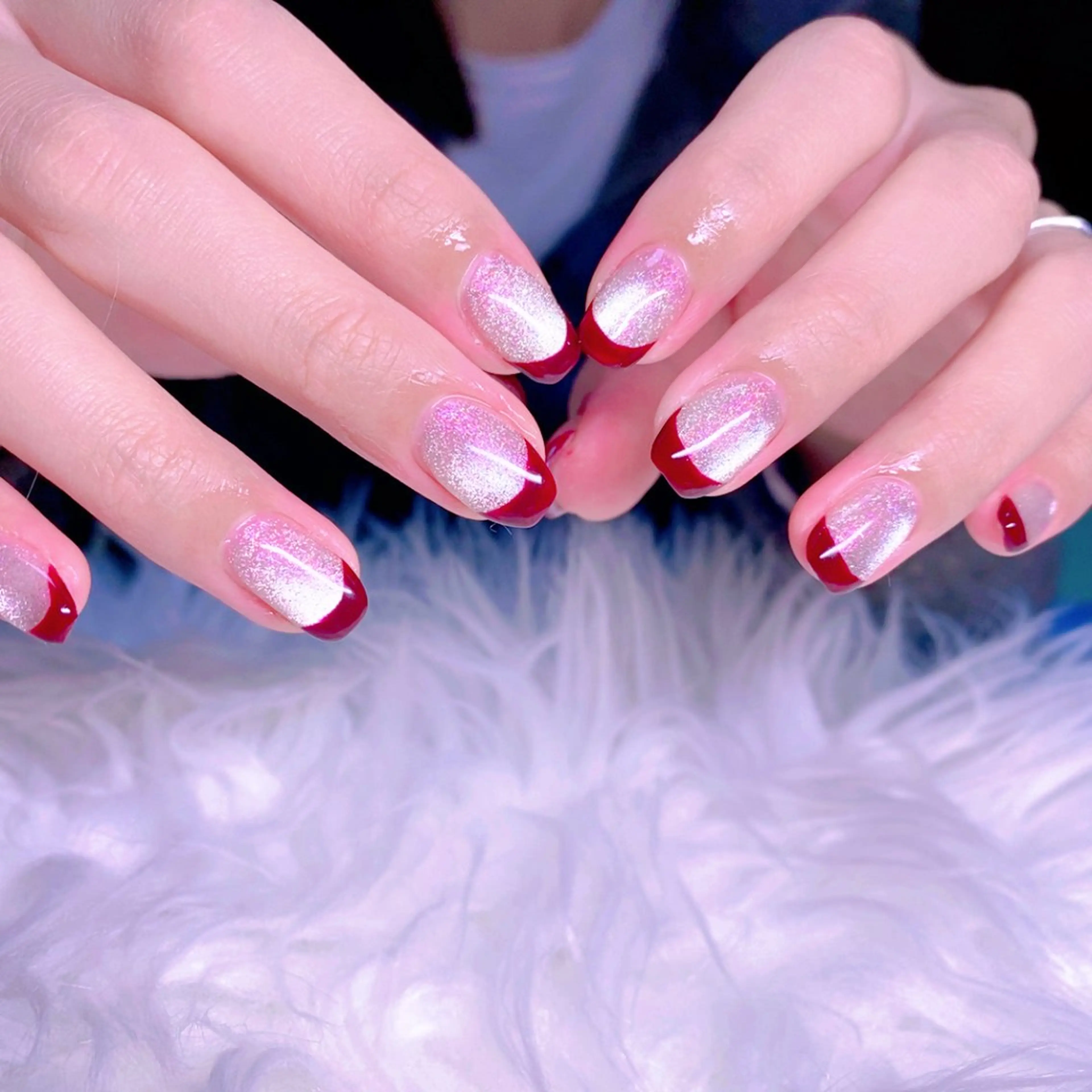 ネイル フレンチネイル マグネットネイル ニュアンスネイル シンプルネイル ハンドネイル Nail Yunaのネイルデザイン