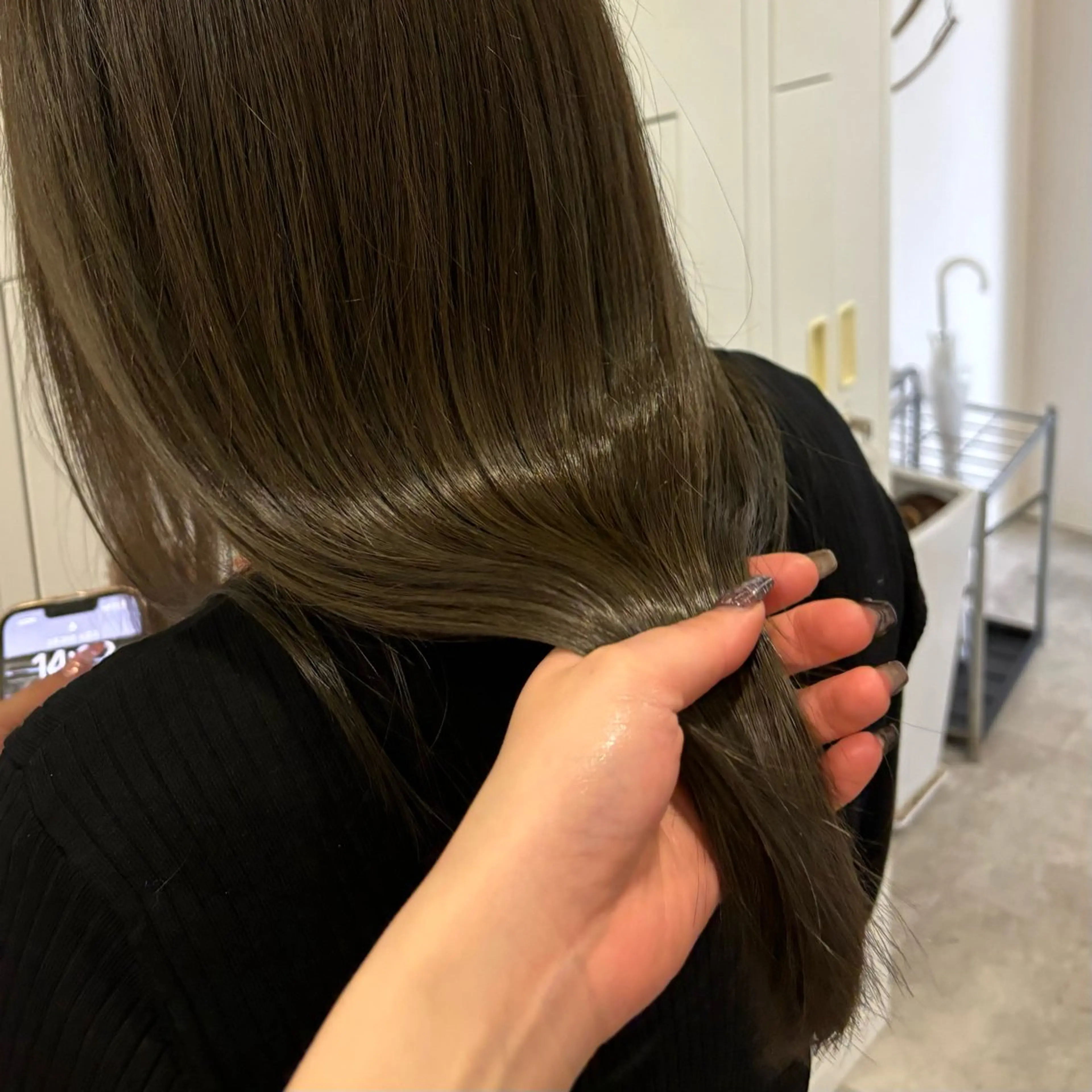 セミロング カラー ベージュカラー 透明感カラー オリーブベージュ ヘアカラー トリートメント CHAINON×FeM#所属・名駅/sHiHo/透 明感カラー✨🎀/のヘアスタイル