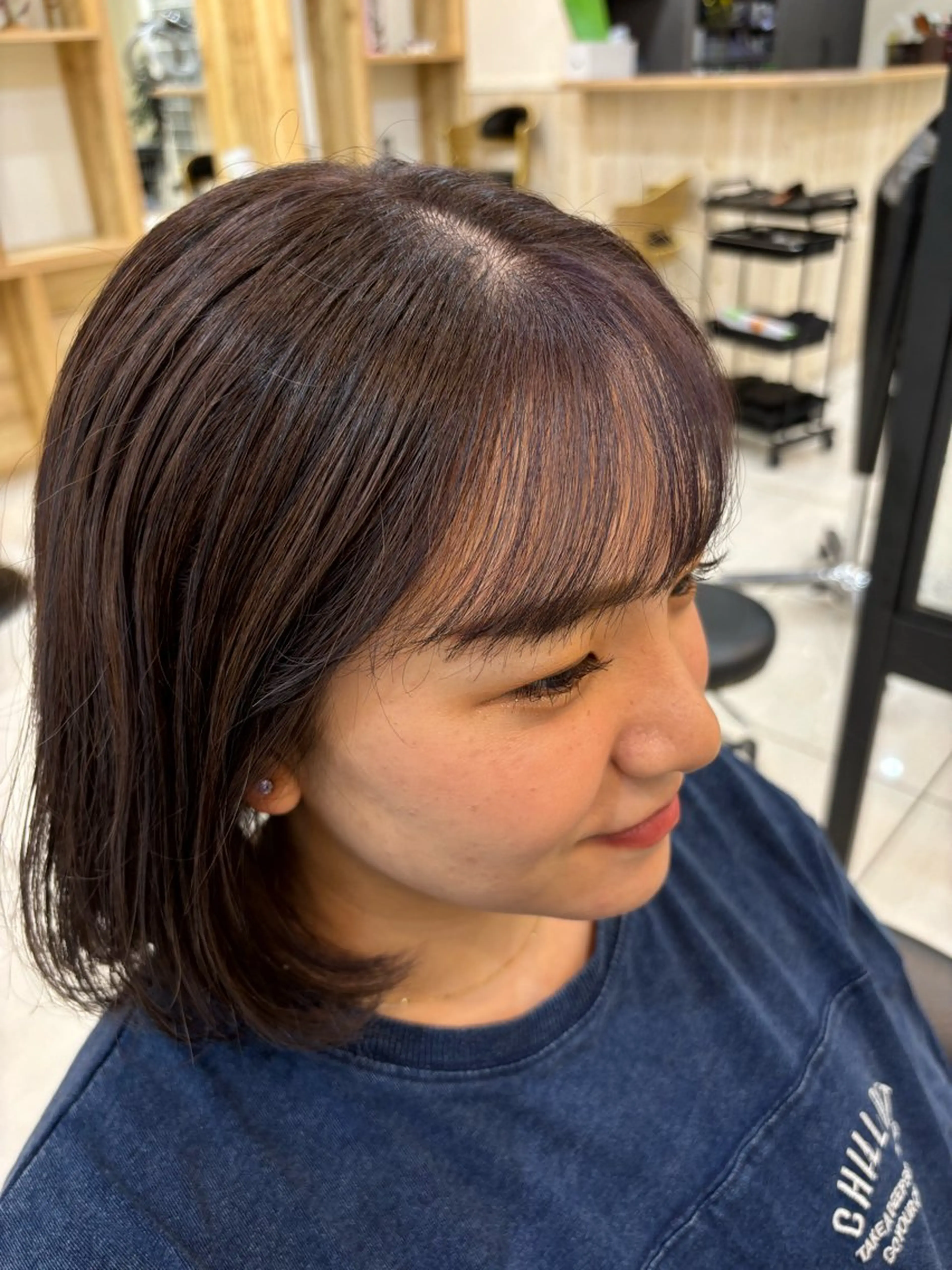 ミディアム カラー ブリーチ ハイライトカラー パープルカラー ボブ ハイライト カット ヘアカラー 田野倉NEXT店 美髪ニストのヘアスタイル