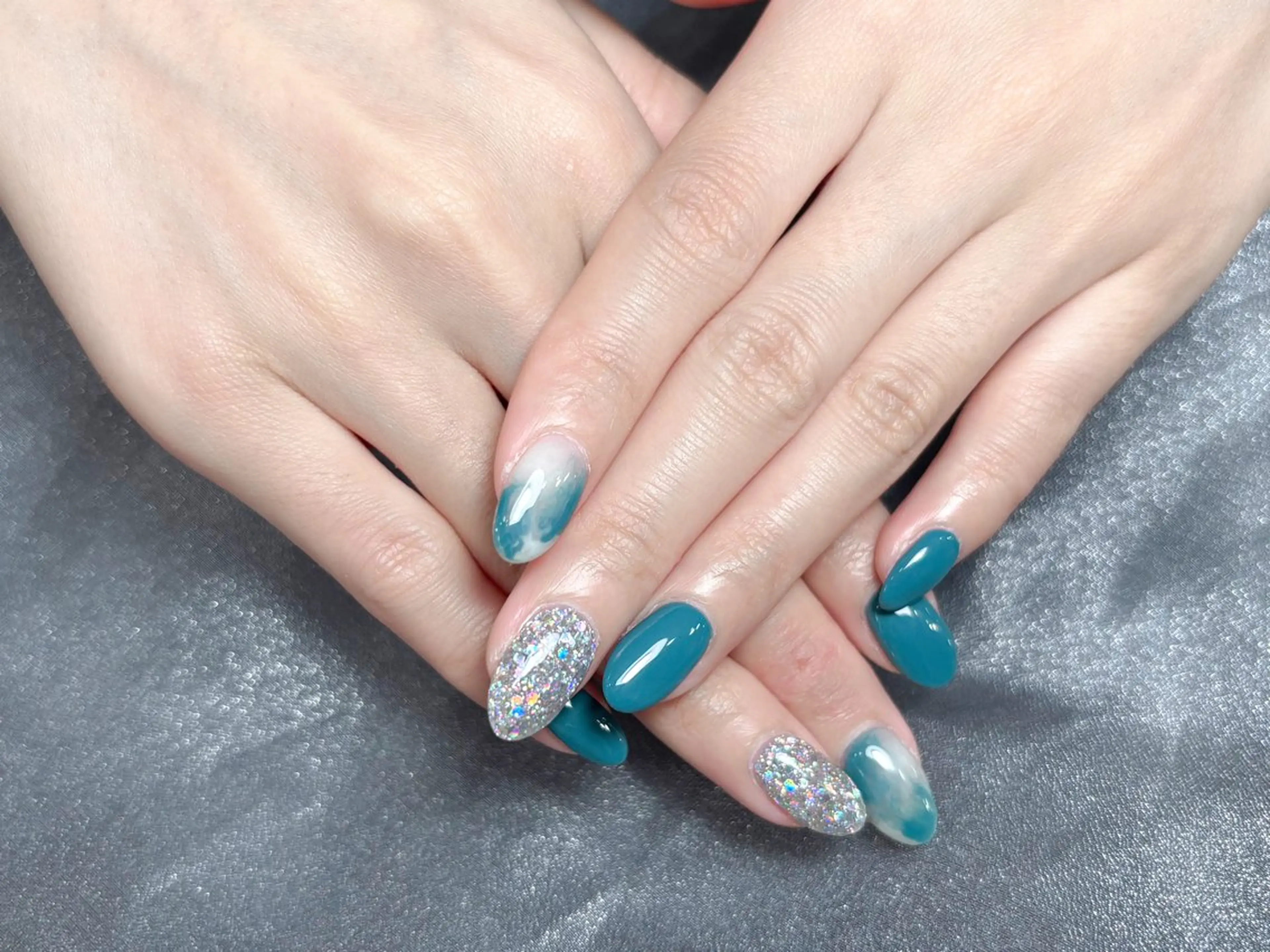 ネイル ハンドネイル H3 Nail Tsuki🦋💙のネイルデザイン