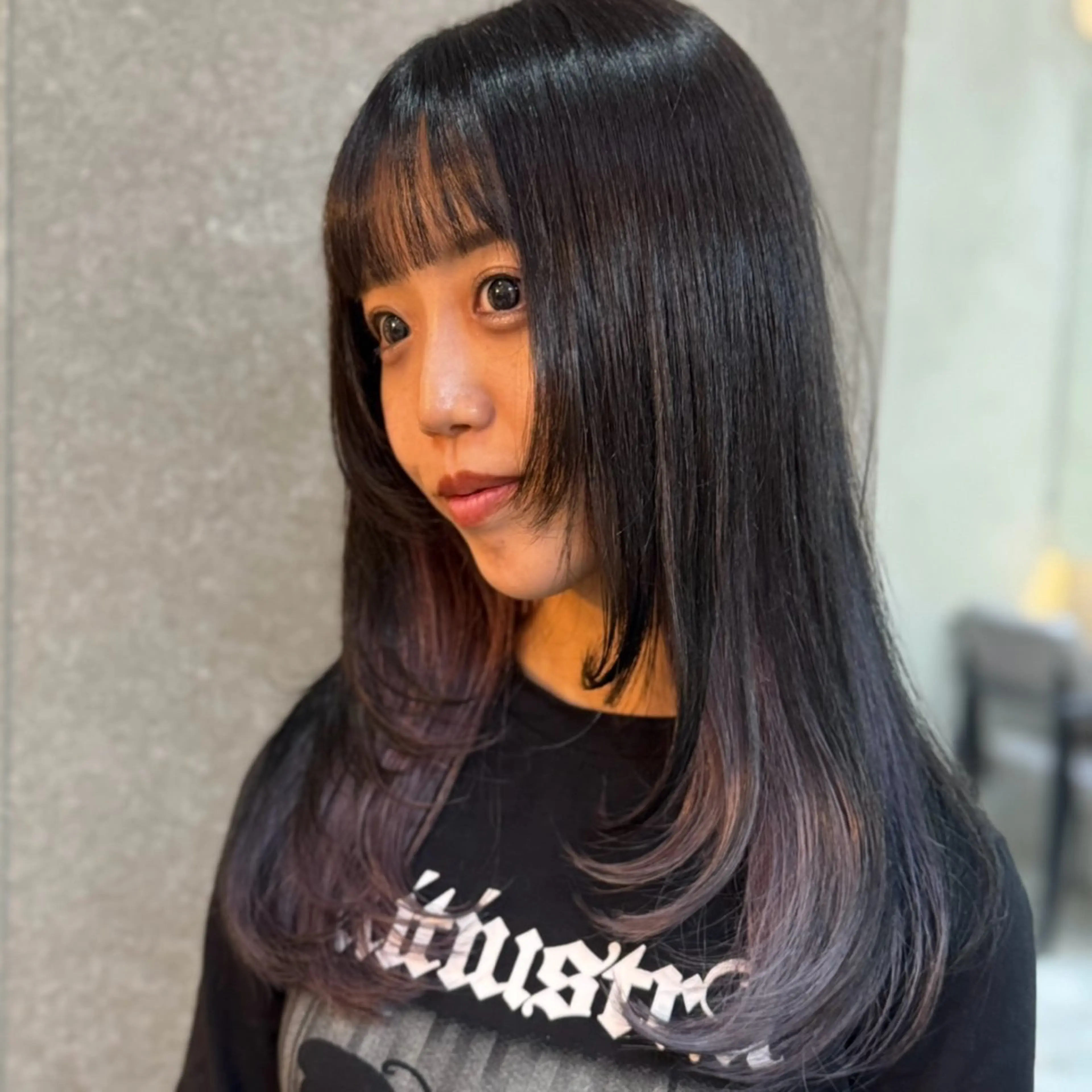 セミロング ケアカラー レイヤーカット ヘアカラー トリートメント 韓国レイヤー/髪質 改善🎀ちなみのヘアスタイル