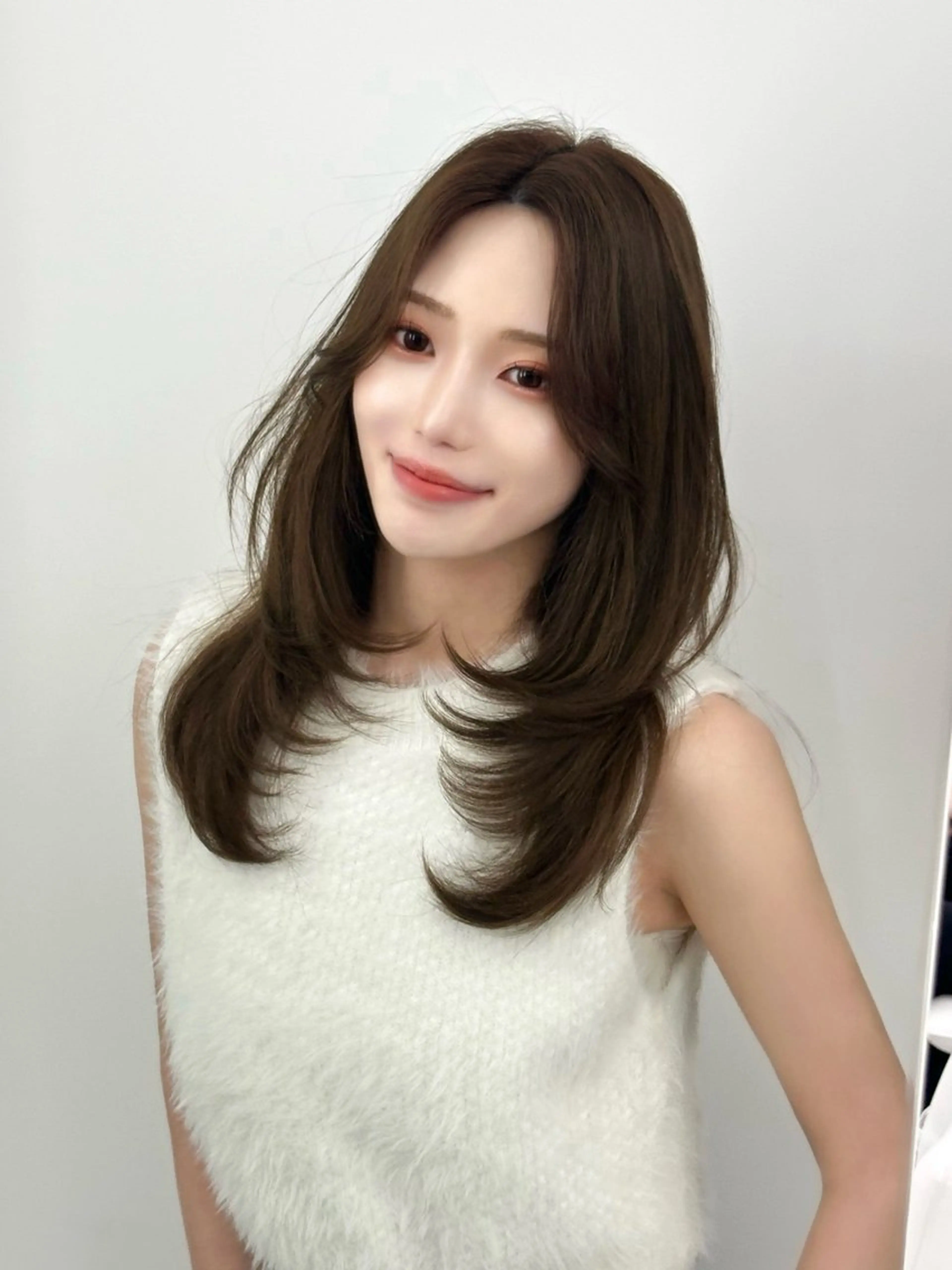 セミロング カラー 顔周りカット 韓国風ヘア カット ヘアカラー トリートメント 顔周り特化/韓国ヘア /レイヤー/吉野幸大のヘアスタイル