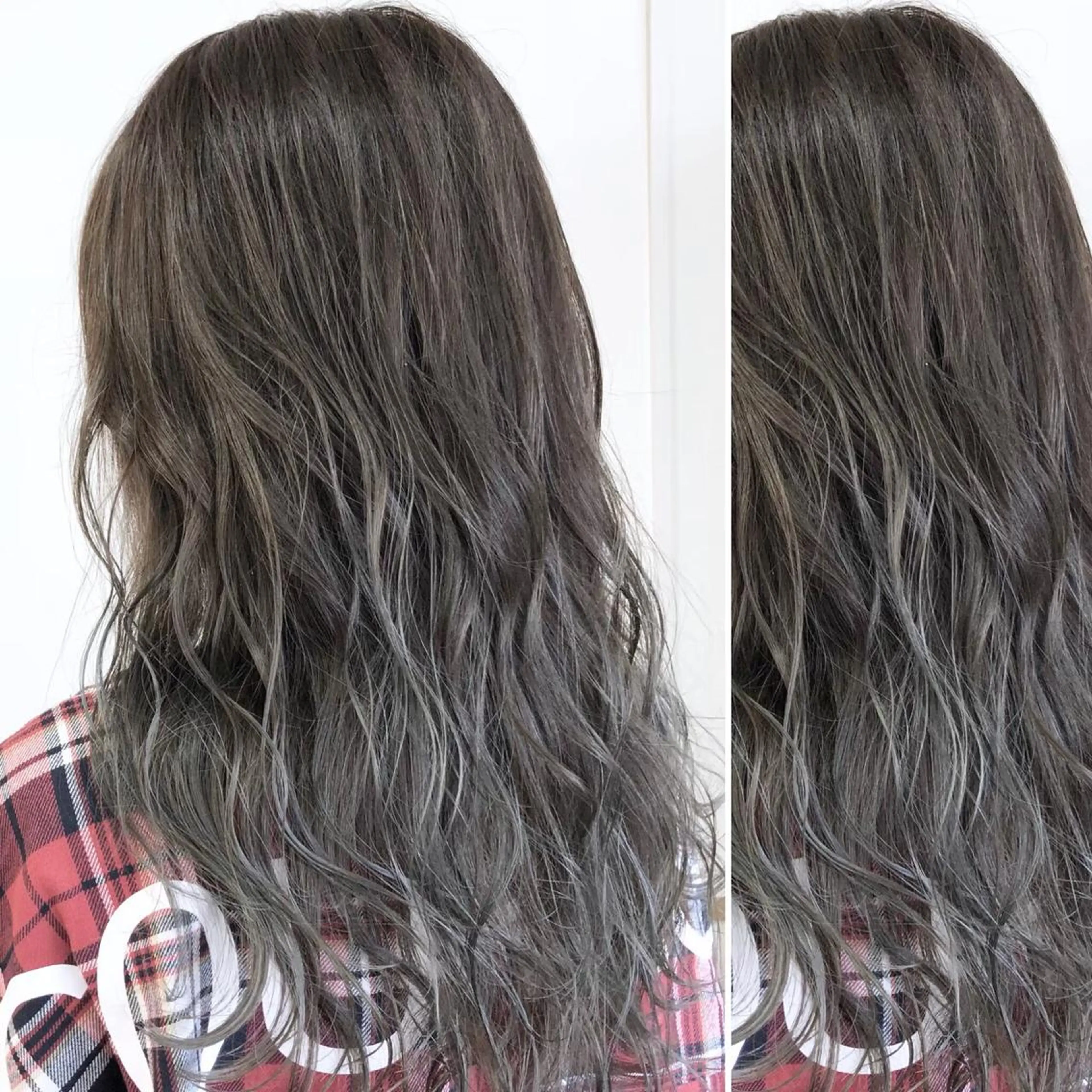 セミロング カラー JuNブリーチに 縮毛矯正するプロのヘアスタイル