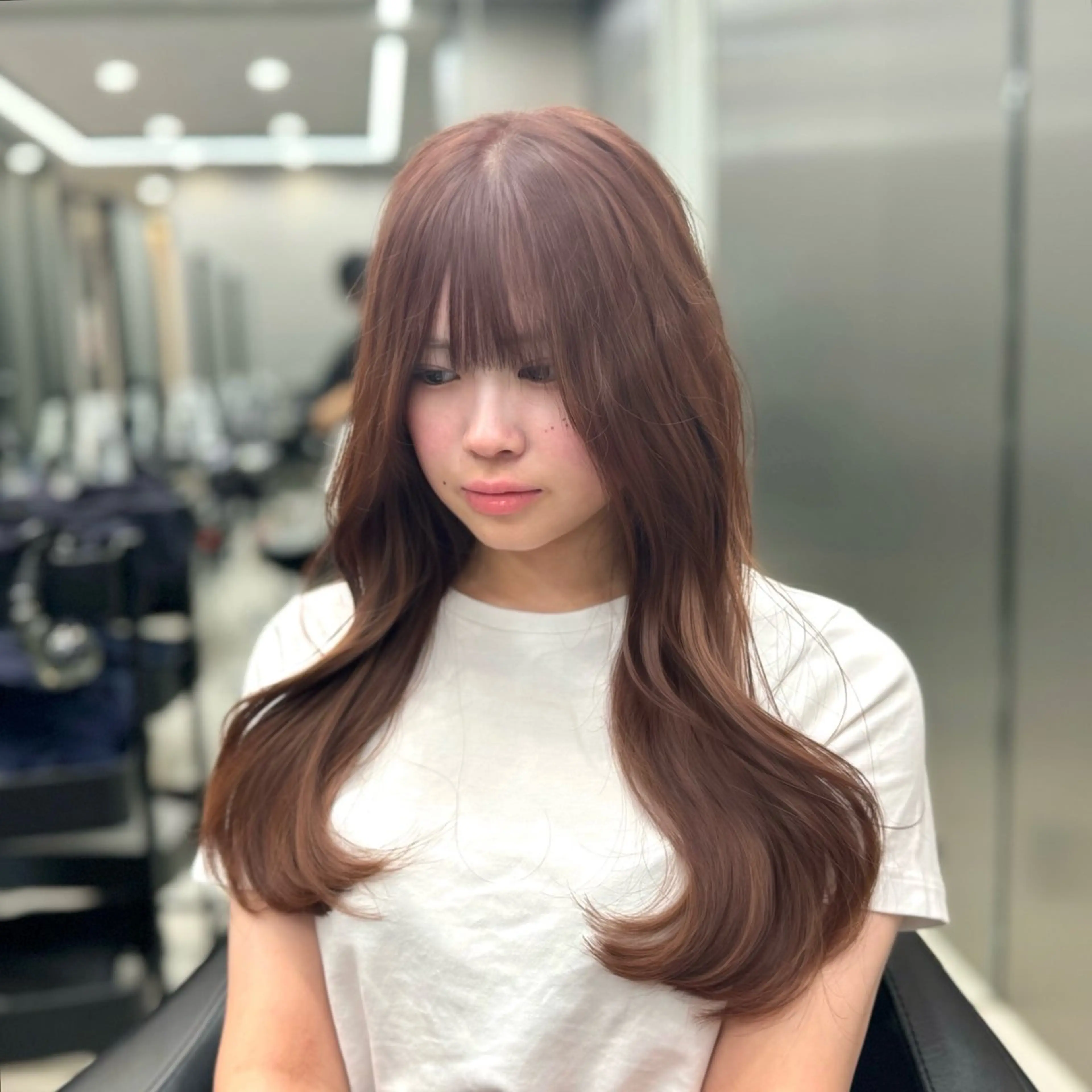 セミロング カラー ベージュカラー 透明感カラー ピンクカラー ピンクベージュ 新宿/顔周りカット/ レイヤー/がっきーのヘアスタイル