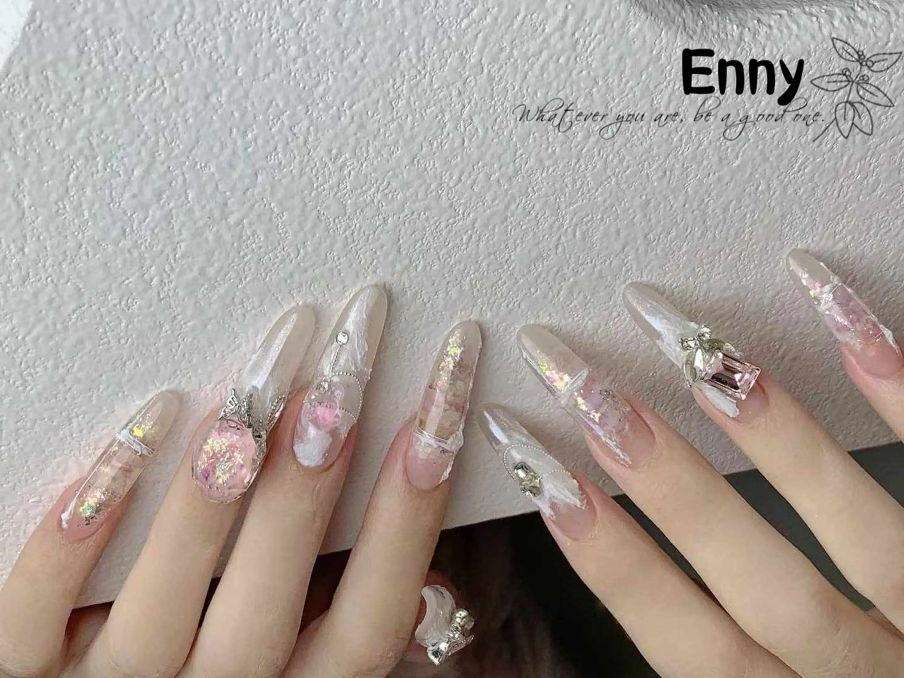 ネイル チークネイル フットネイル フレンチネイル ジェルネイル ガラスフレンチ Enny nail salonのネイルデザイン