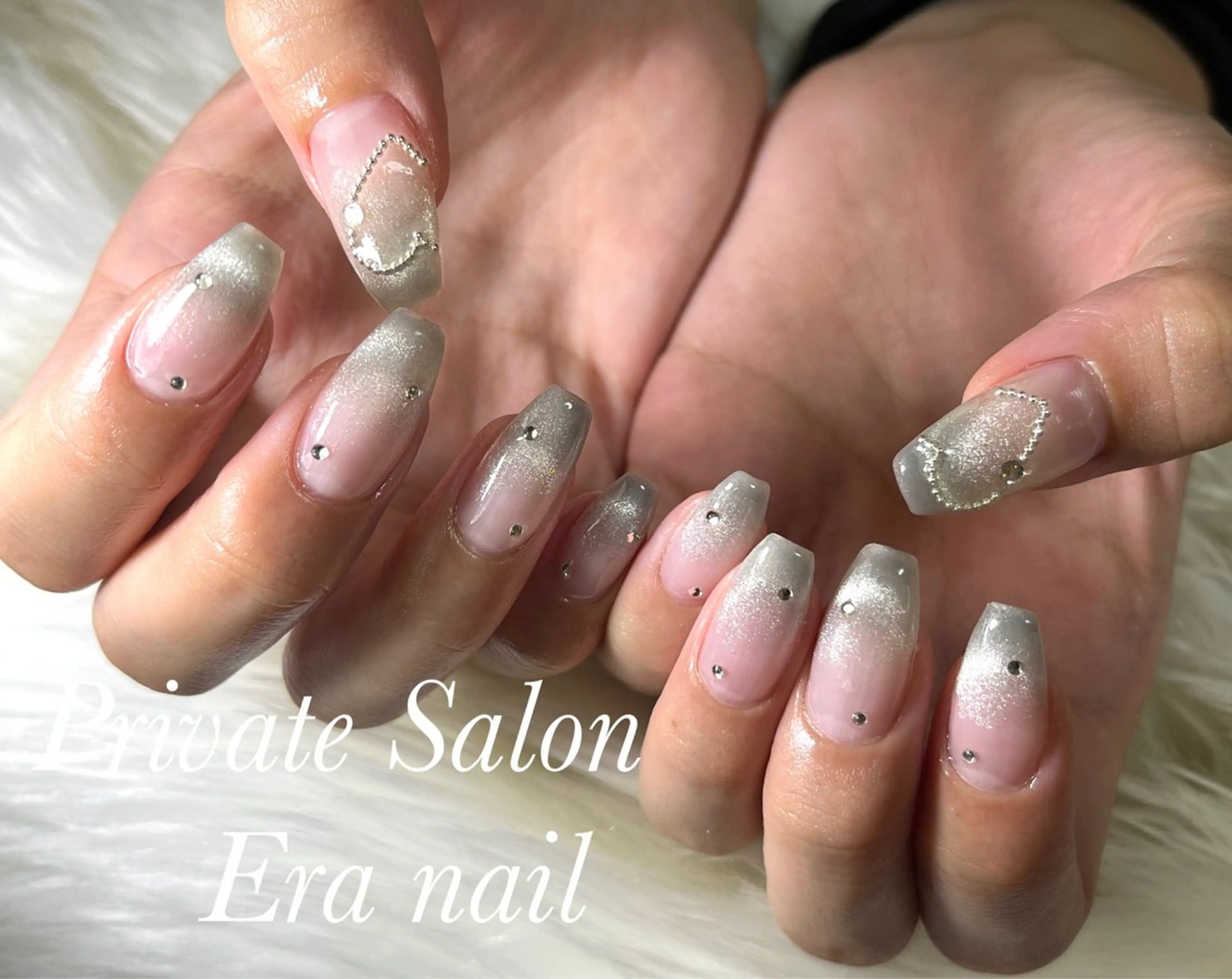 ネイル グラデーション ハート マグネットネイル Era nailのネイルデザイン