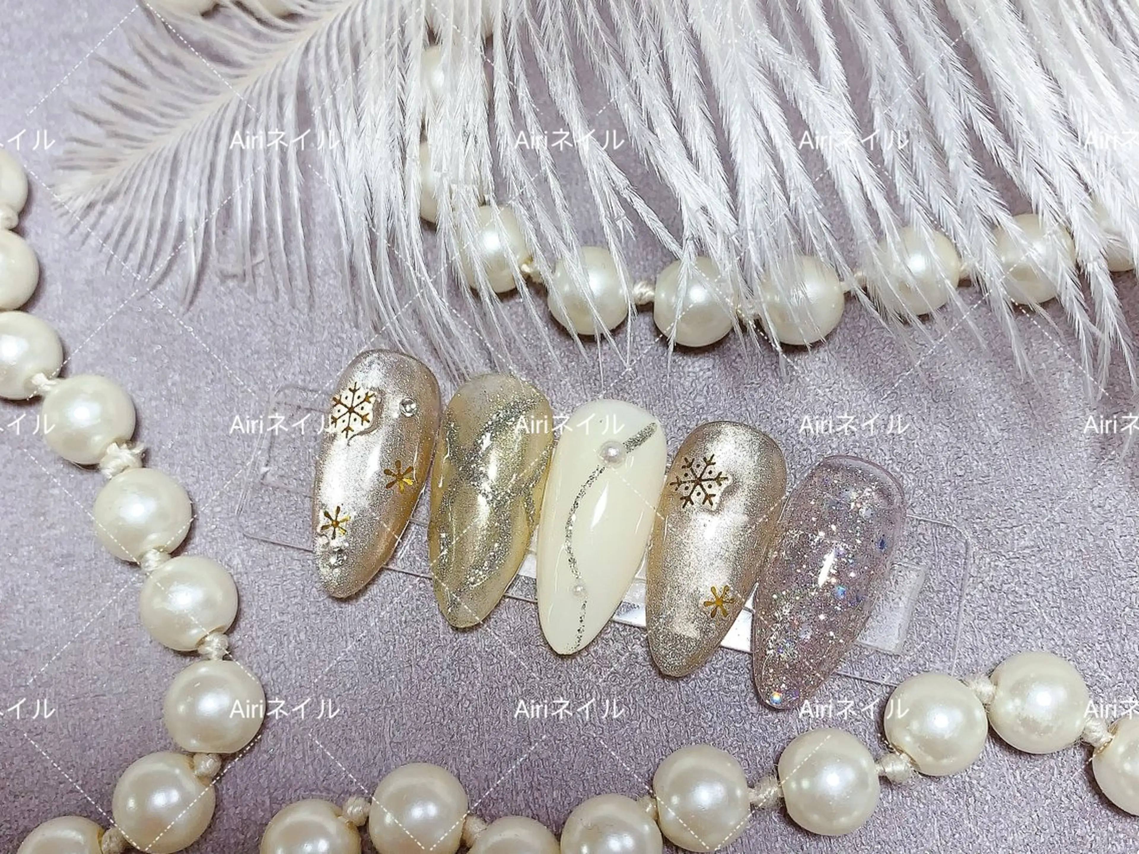 ネイル フットネイル ジェルネイル ラメ(グリッター) ラメグラデーション マグネットネイル ハンドネイル ネイルサロンAiri 長さ出し·シンプルのネイルデザイン