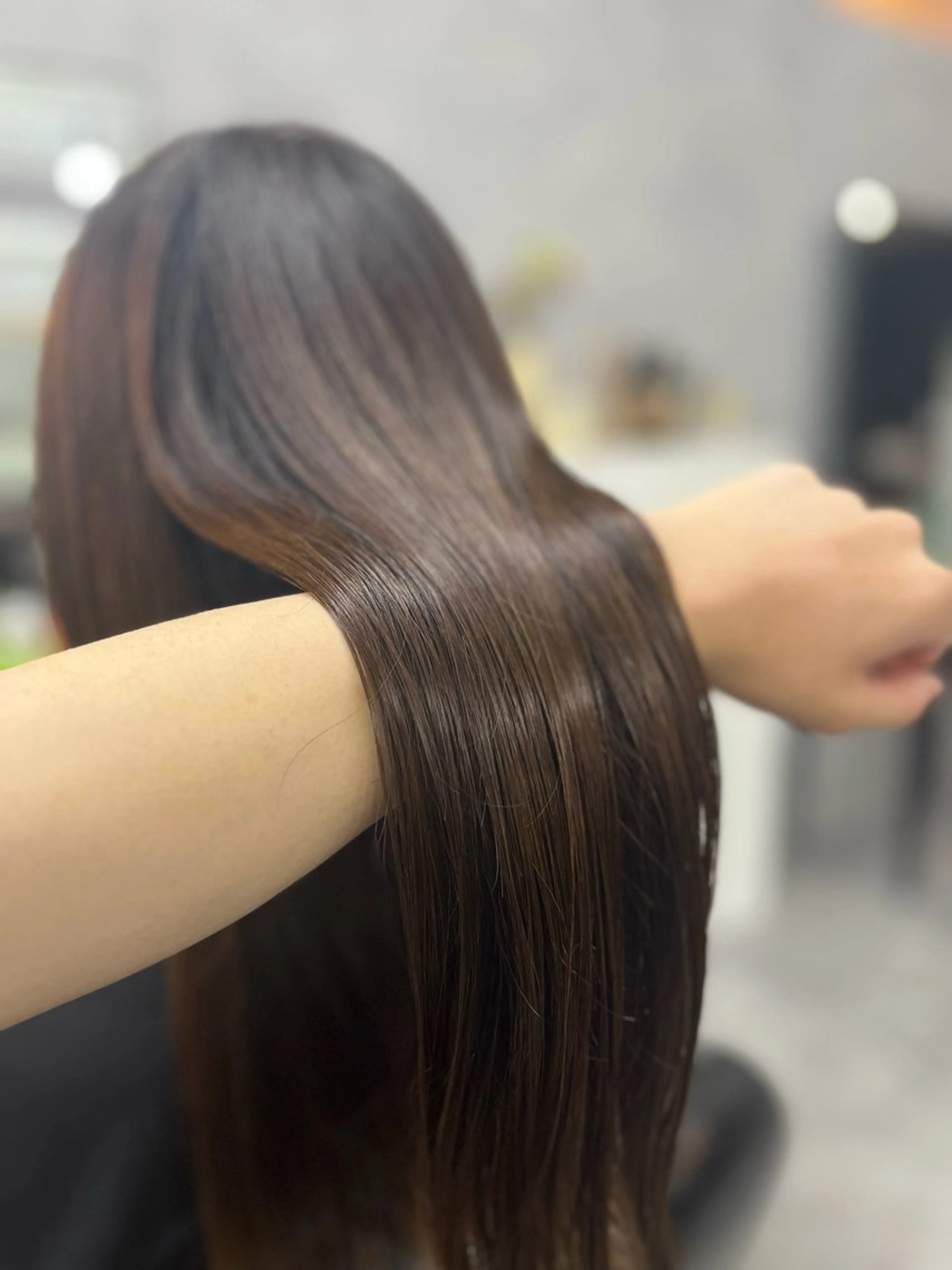 ロング カラー ヘアアレンジ アディクシーカラー バレイヤージュ ミストバング ベージュカラー 黒髪 曲がる縮毛矯正特化 亮輔【江坂駅すぐ】のヘアスタイル