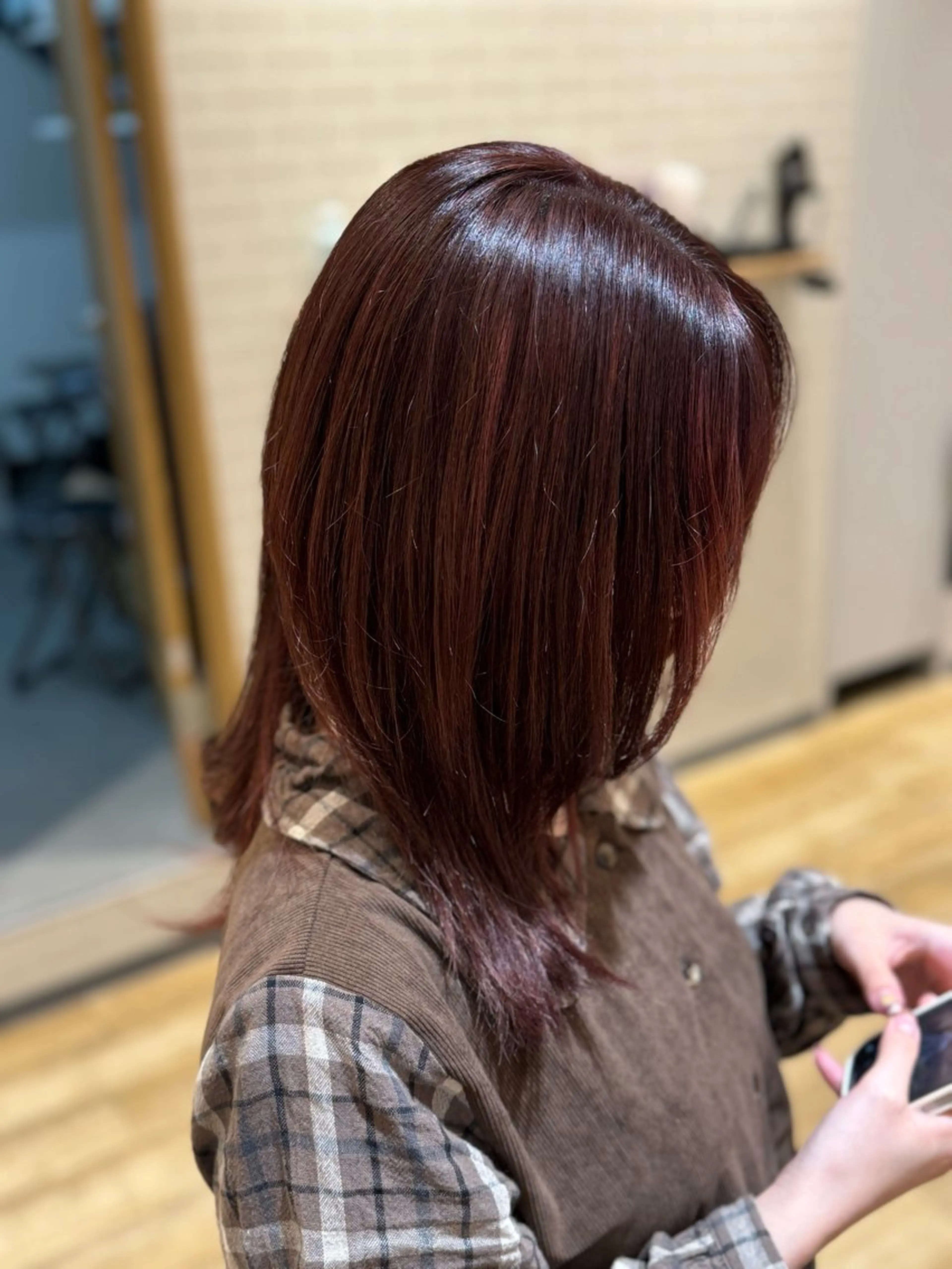 カラー ブリーチ ボルドーカラー ハイライトカラー ブリーチなしカラー ヘアカラー トリートメント 町田市鶴川/アシ /MANAのヘアスタイル