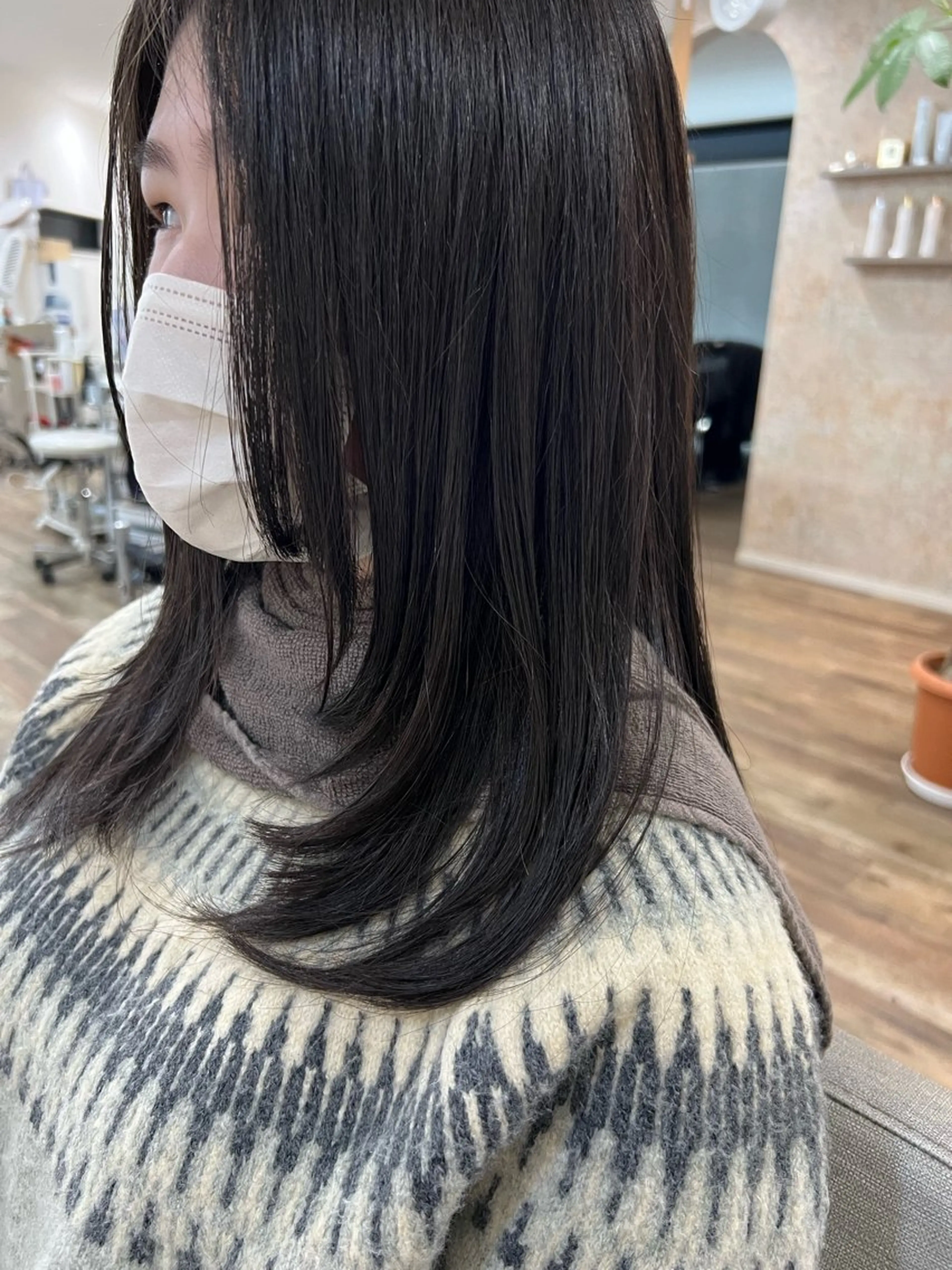 ロング 顔周りカット レイヤーカット 縮毛矯正 似合わせ／ショート 菊田のヘアスタイル