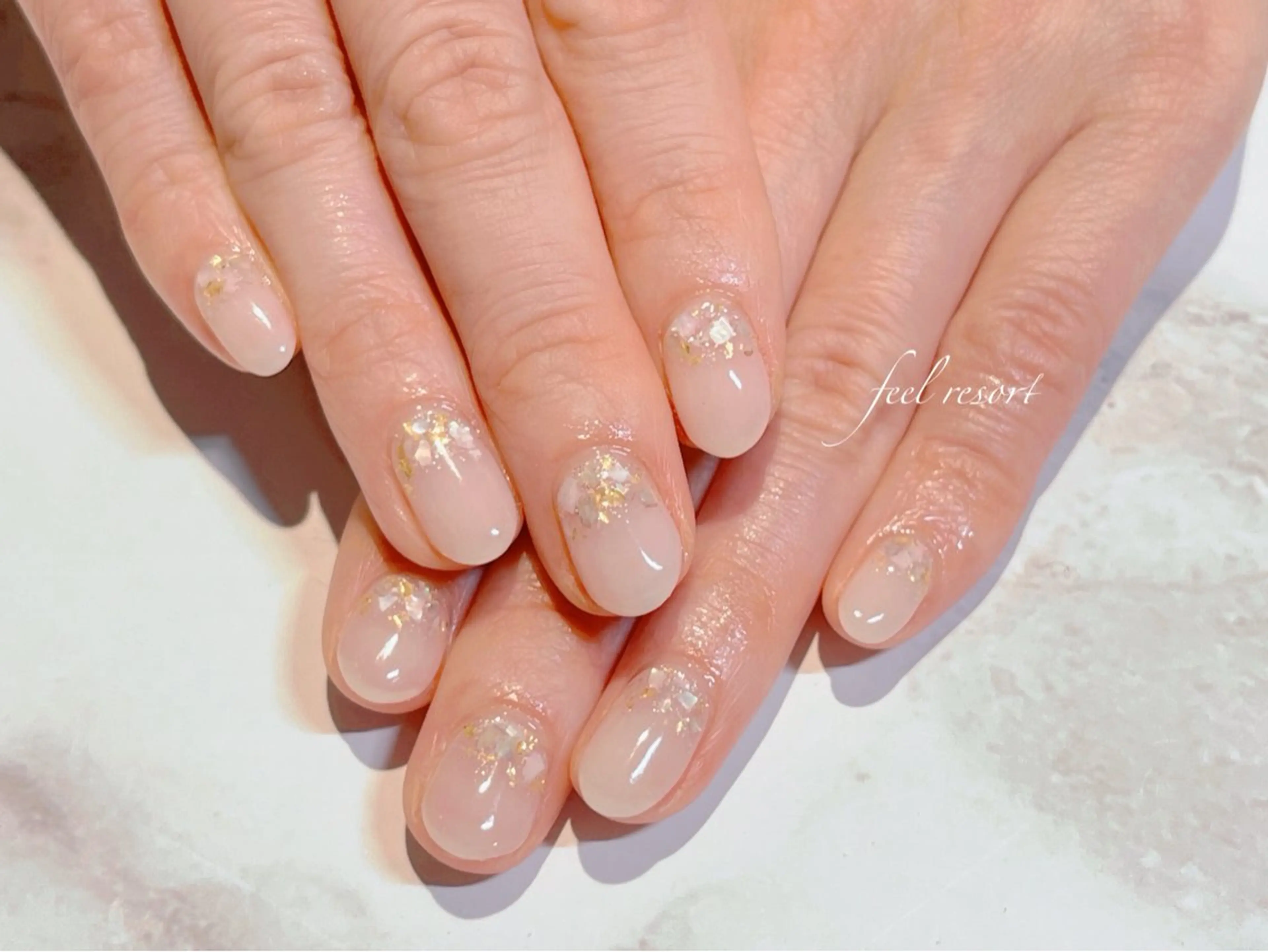 ネイル 長さ出し フットネイル フレンチネイル ジェルネイル ガラスフレンチ ハンドネイル Lien(リアン) 銀座駅6分のネイルデザイン