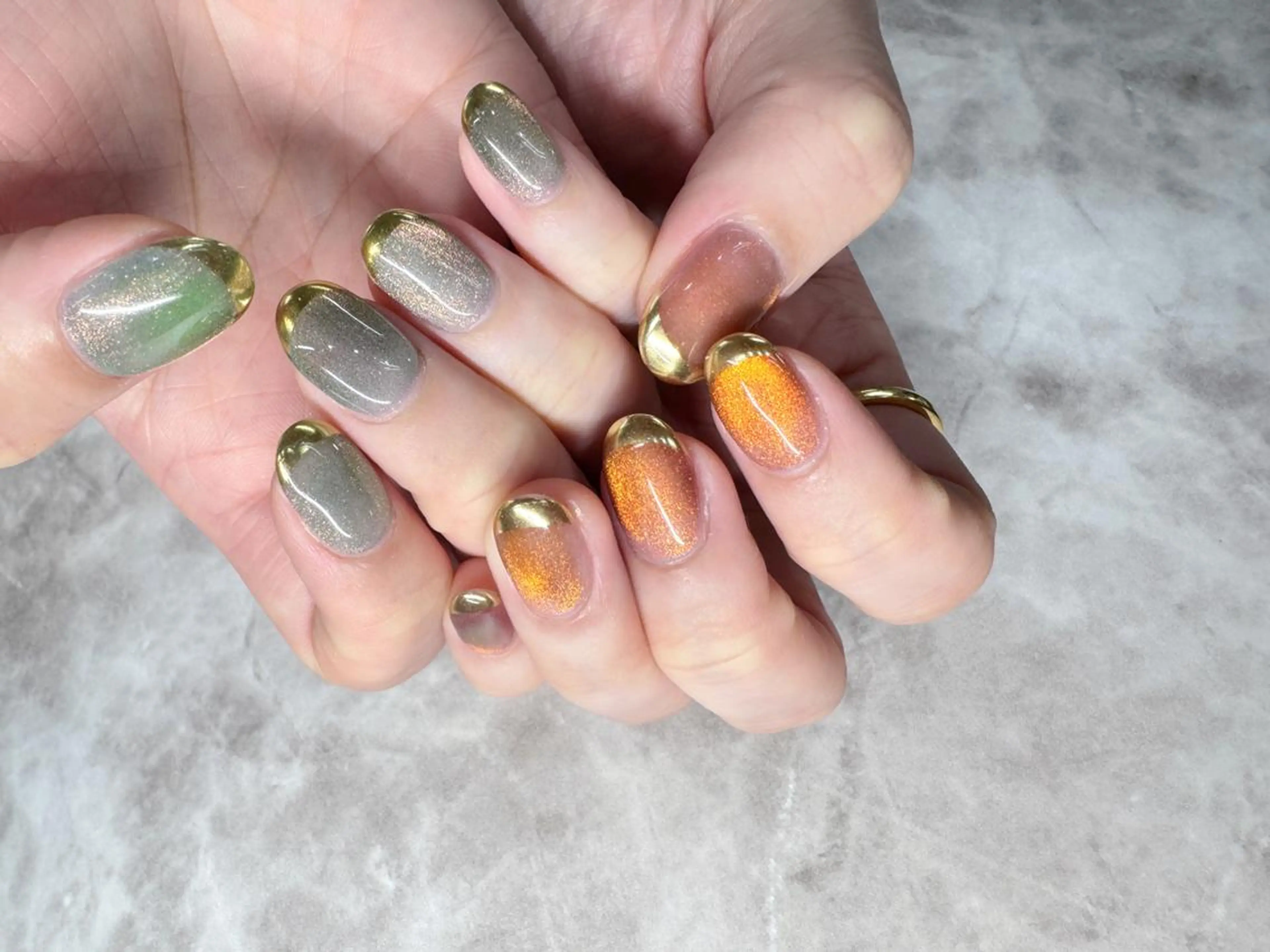 ネイル フレンチネイル マグネットネイル ミラーネイル 閨匠 上野店のネイルデザイン