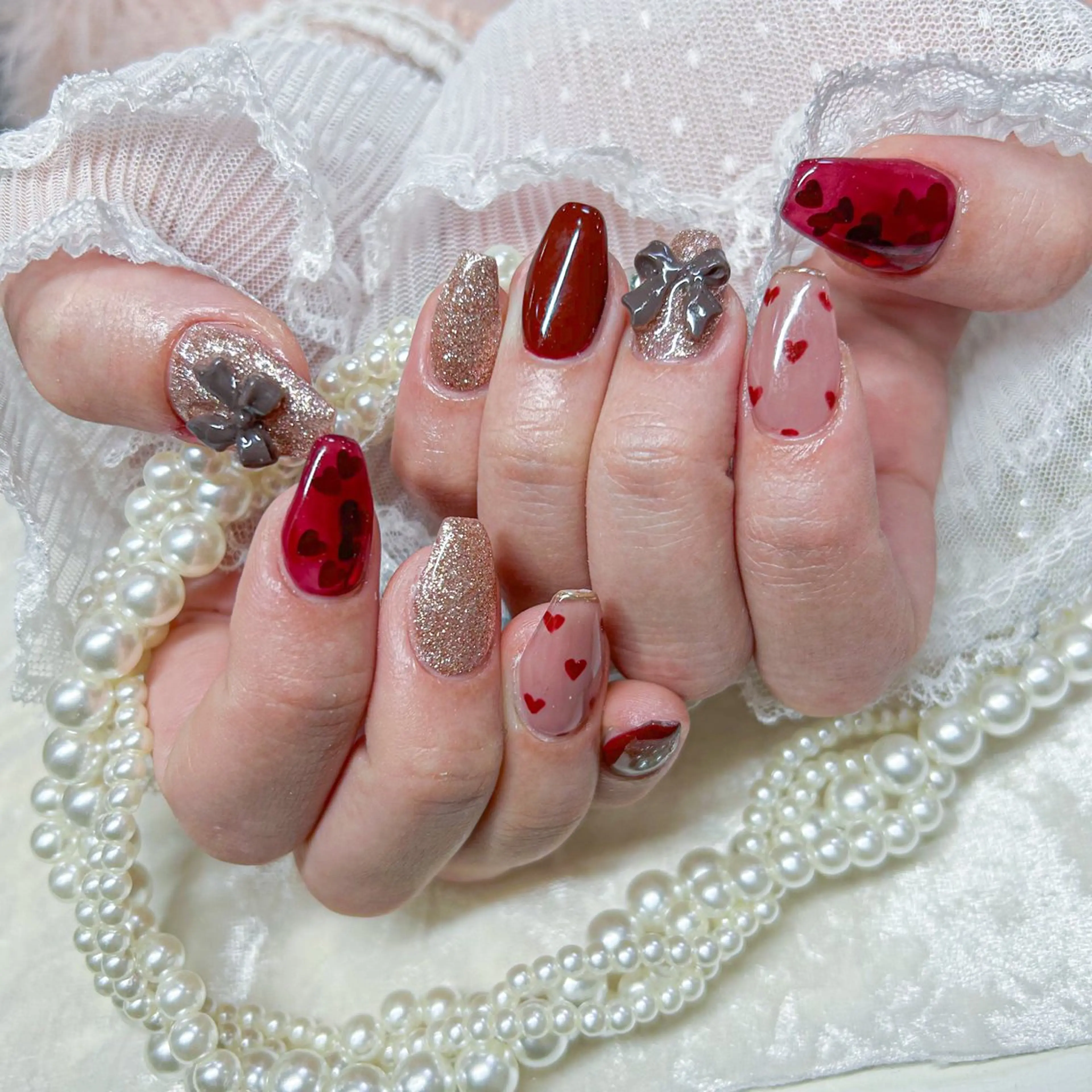 ネイル アートネイル 長さ出し フットネイル 韓国ネイル マグネットネイル ハンドネイル Minami 🍓のネイルデザイン