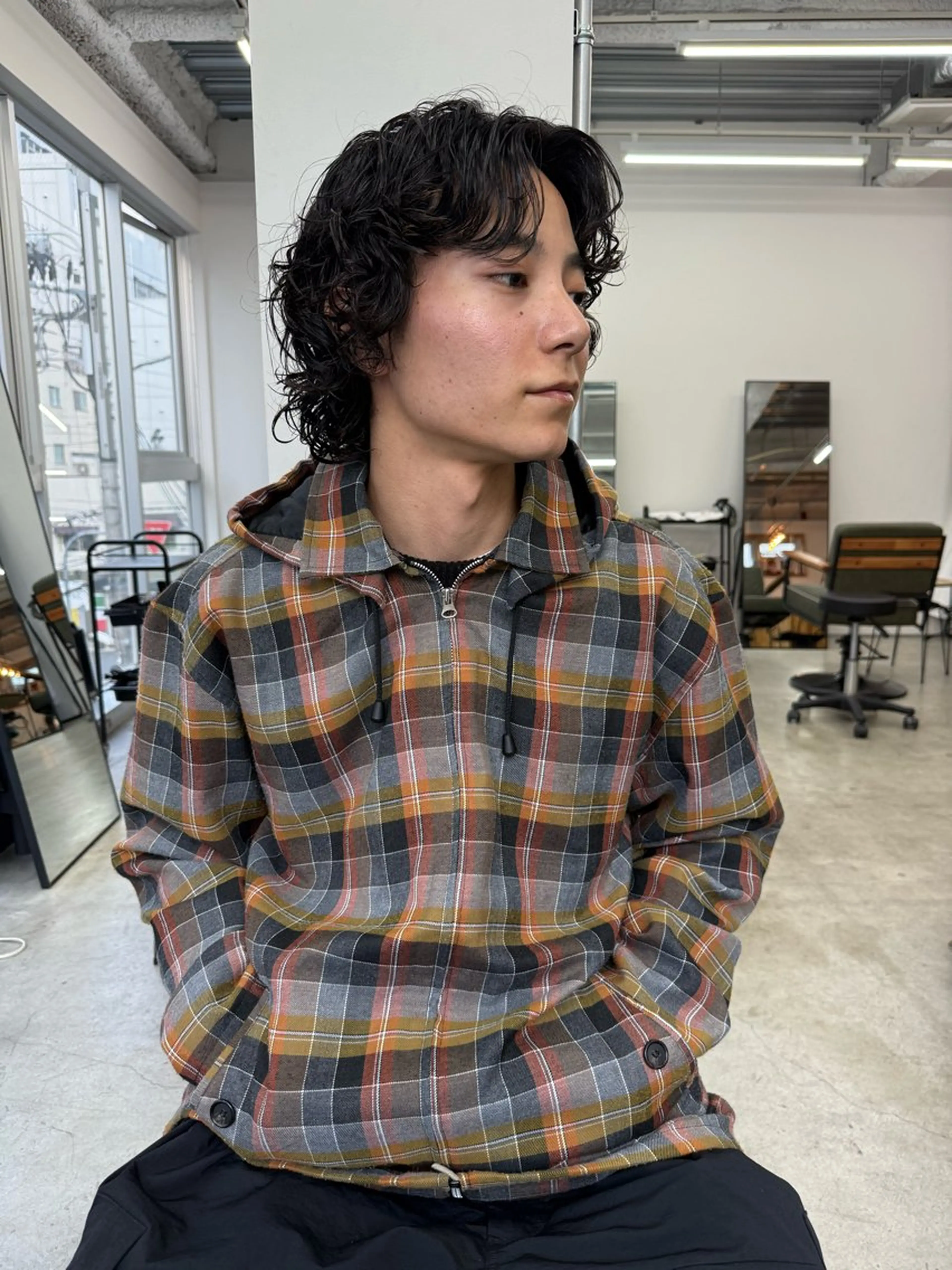 ミディアム パーマ メンズ カット パーマ mai/大阪心斎橋 メンズ/ハイトーンのヘアスタイル