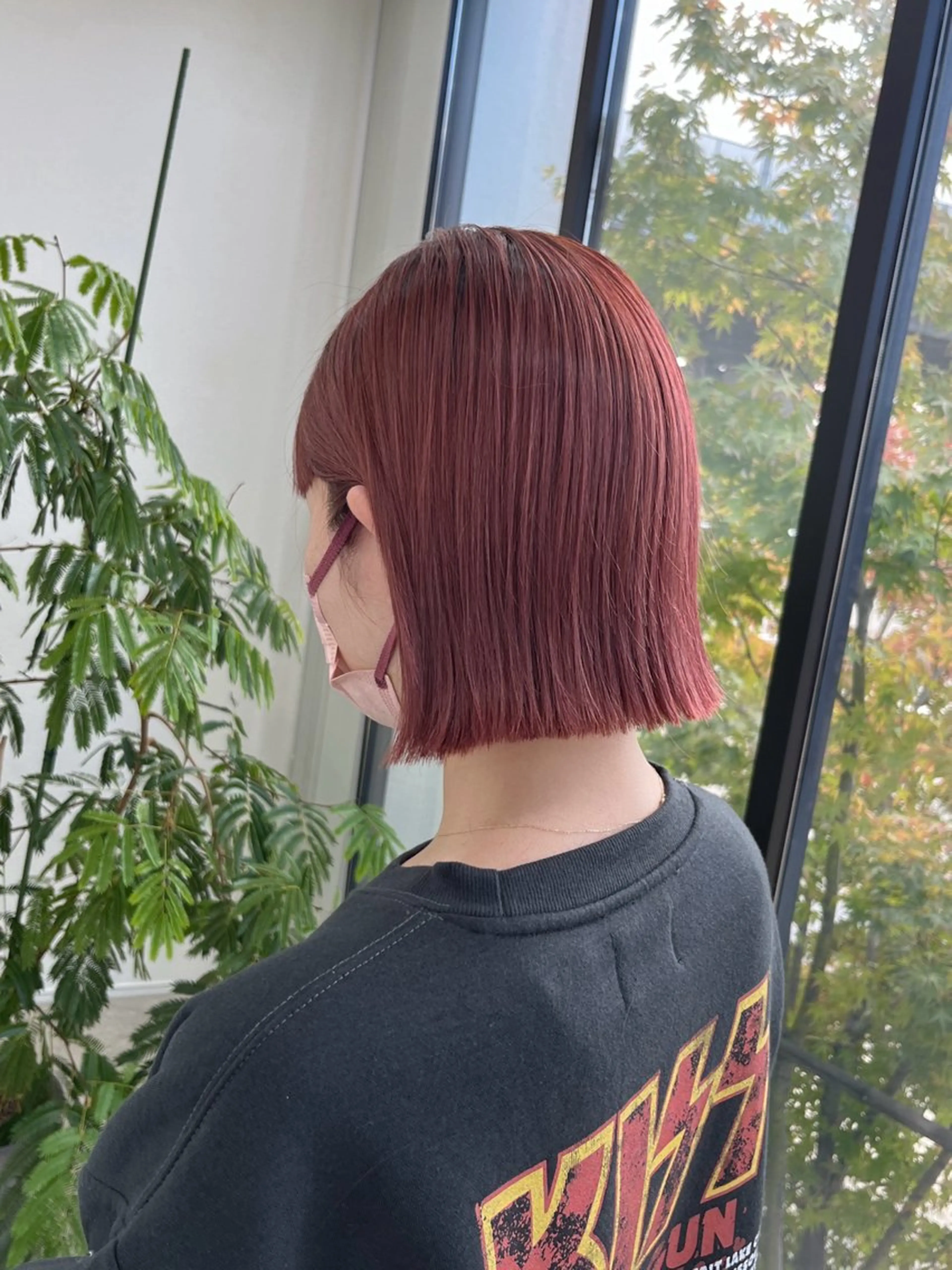 ショート カラー 切りっぱなしボブ ピンクカラー ボブ kitagawa mayuのヘアスタイル