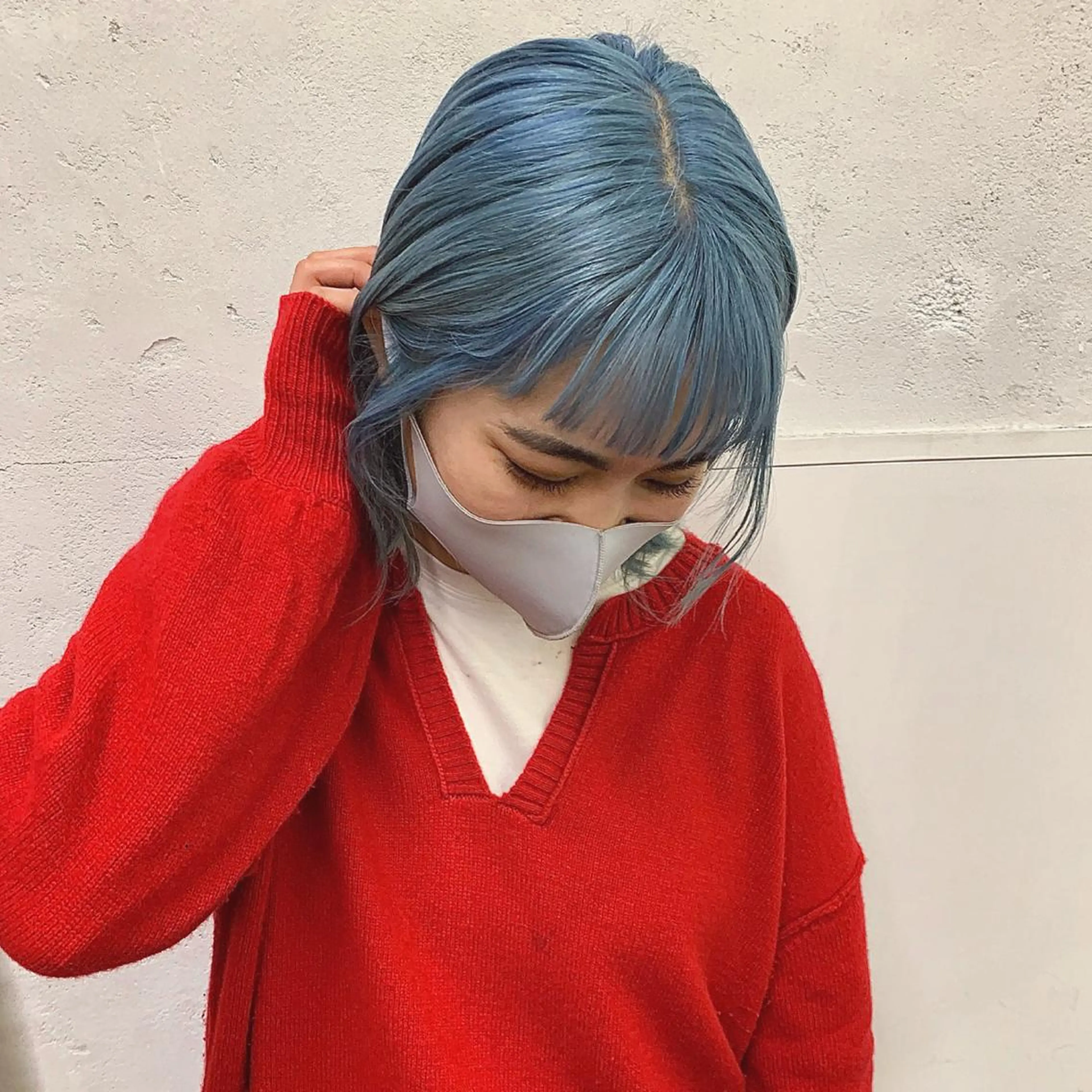 ミディアム カラー ブルーカラー ハッシュカット カシマハヤトのヘアスタイル