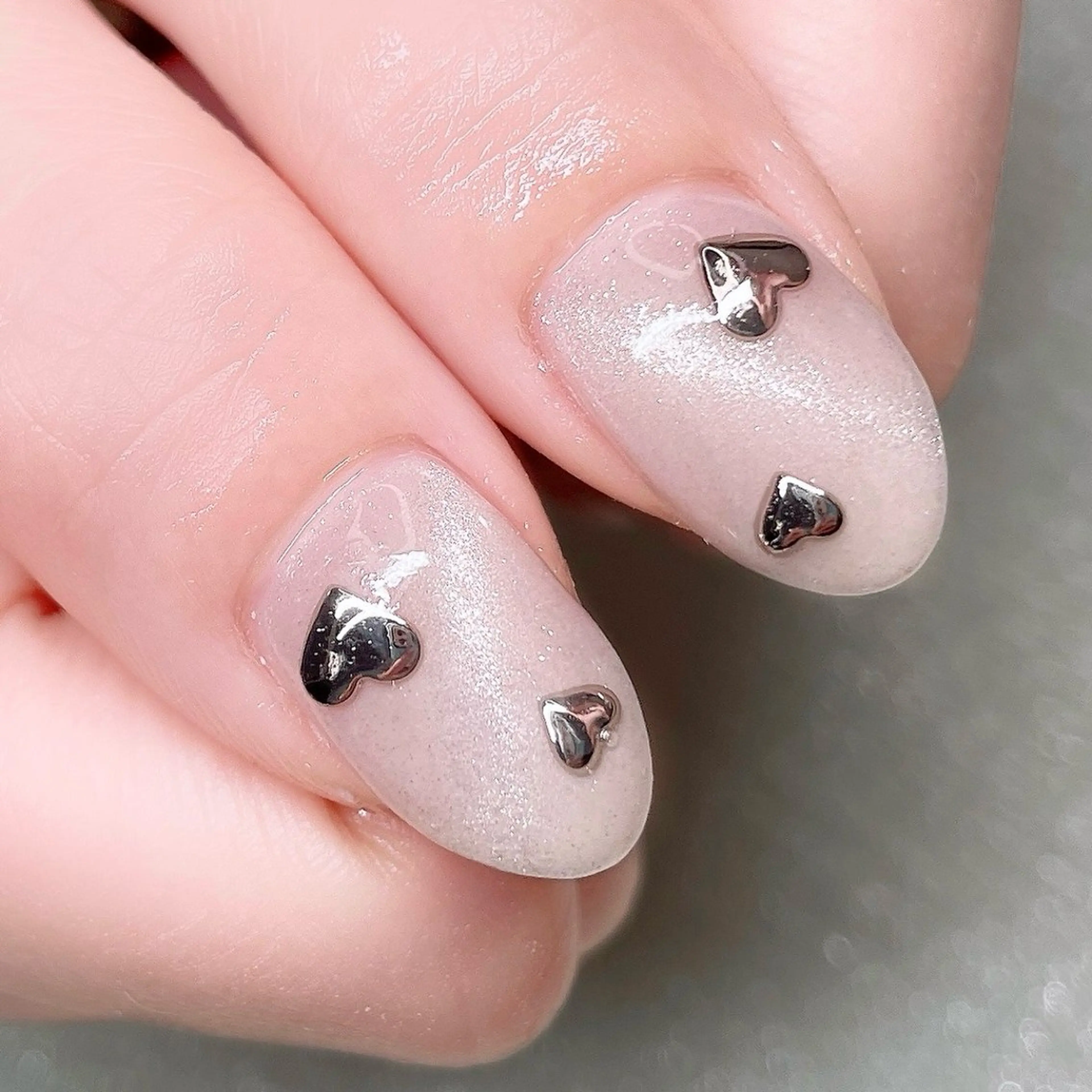 ネイル 長さ出し ハート ハンドネイル Nailist suzuのネイルデザイン