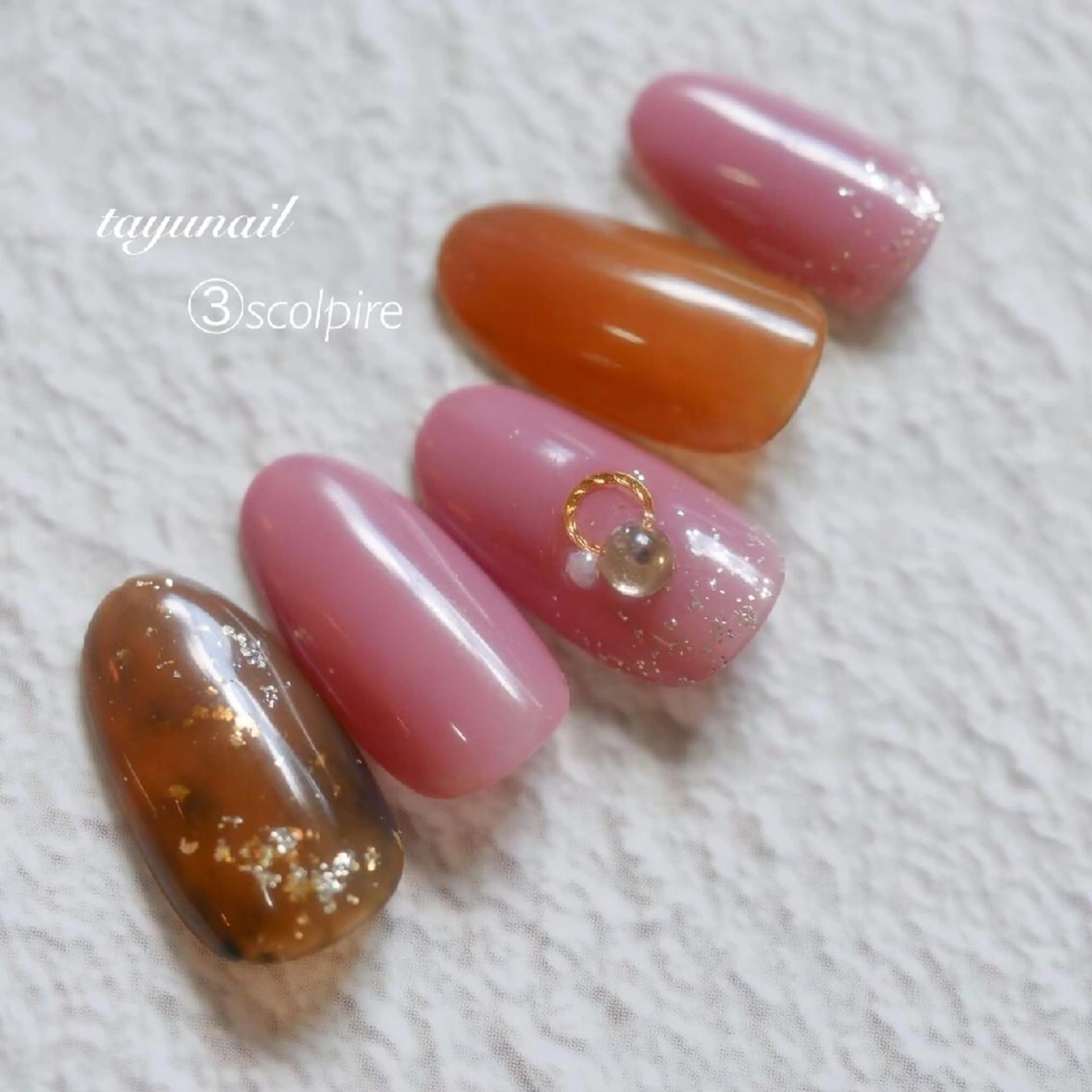 ネイル アートネイル べっ甲ネイル ブルー ジェルネイル ワンカラーネイル ネイルサロン 【たゆnail】のネイルデザイン