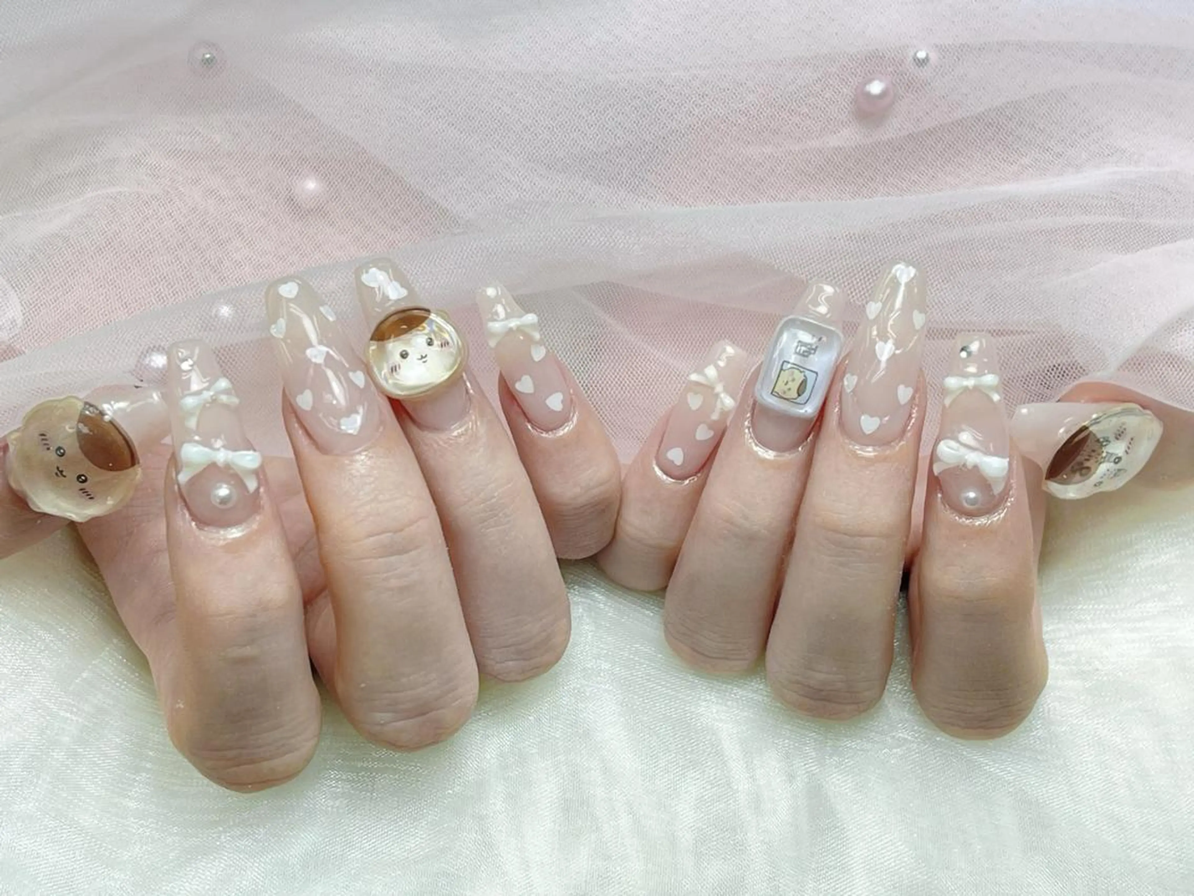 メンズ ネイル メンズ韓国風 アートネイル フレンチネイル ジェルネイル キラキラネイル Bloom kabukiのネイルデザイン