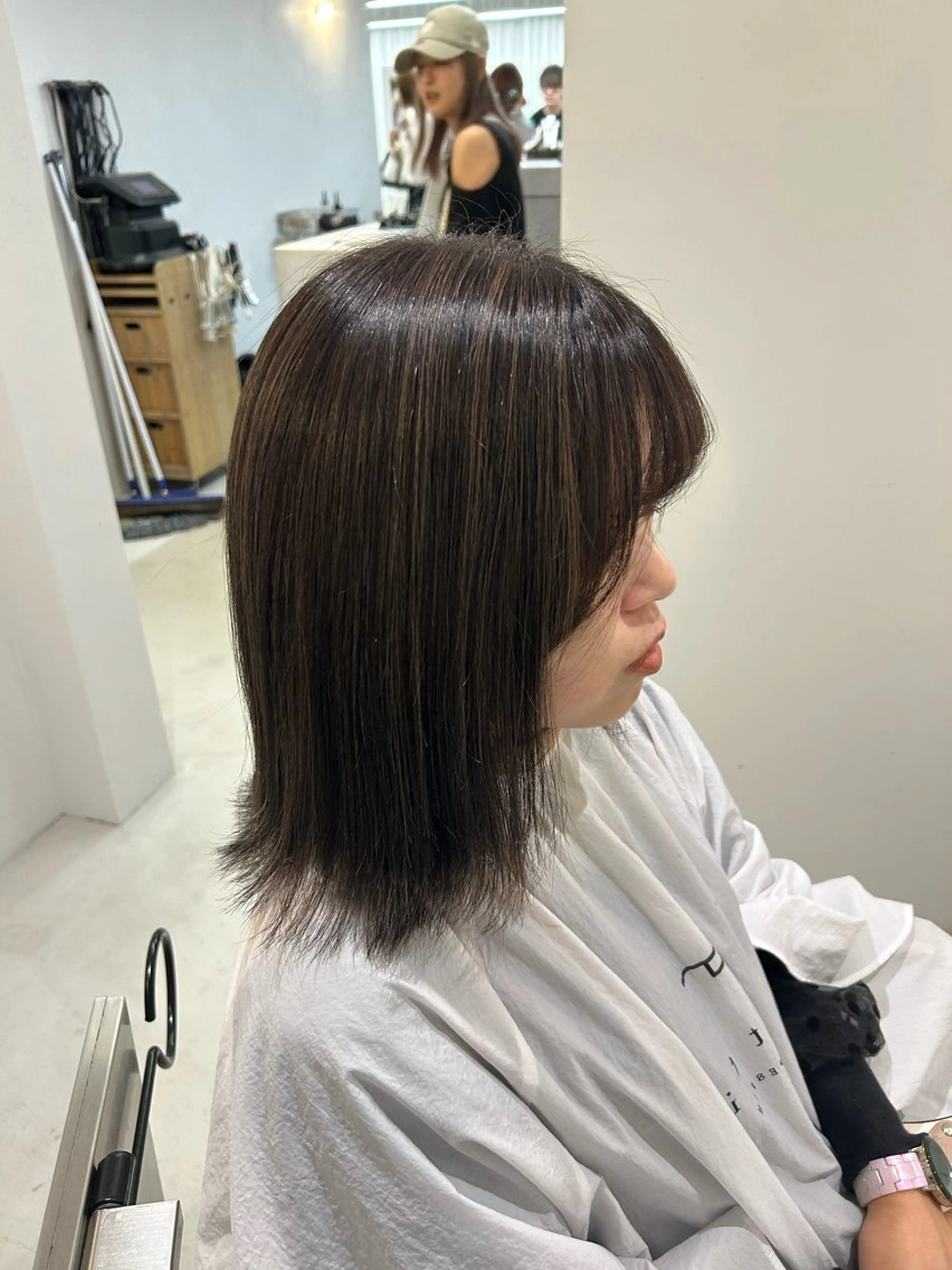 ミディアム カラー ハイトーン/艶髪/ 暗髪/韓国/sanaのヘアスタイル