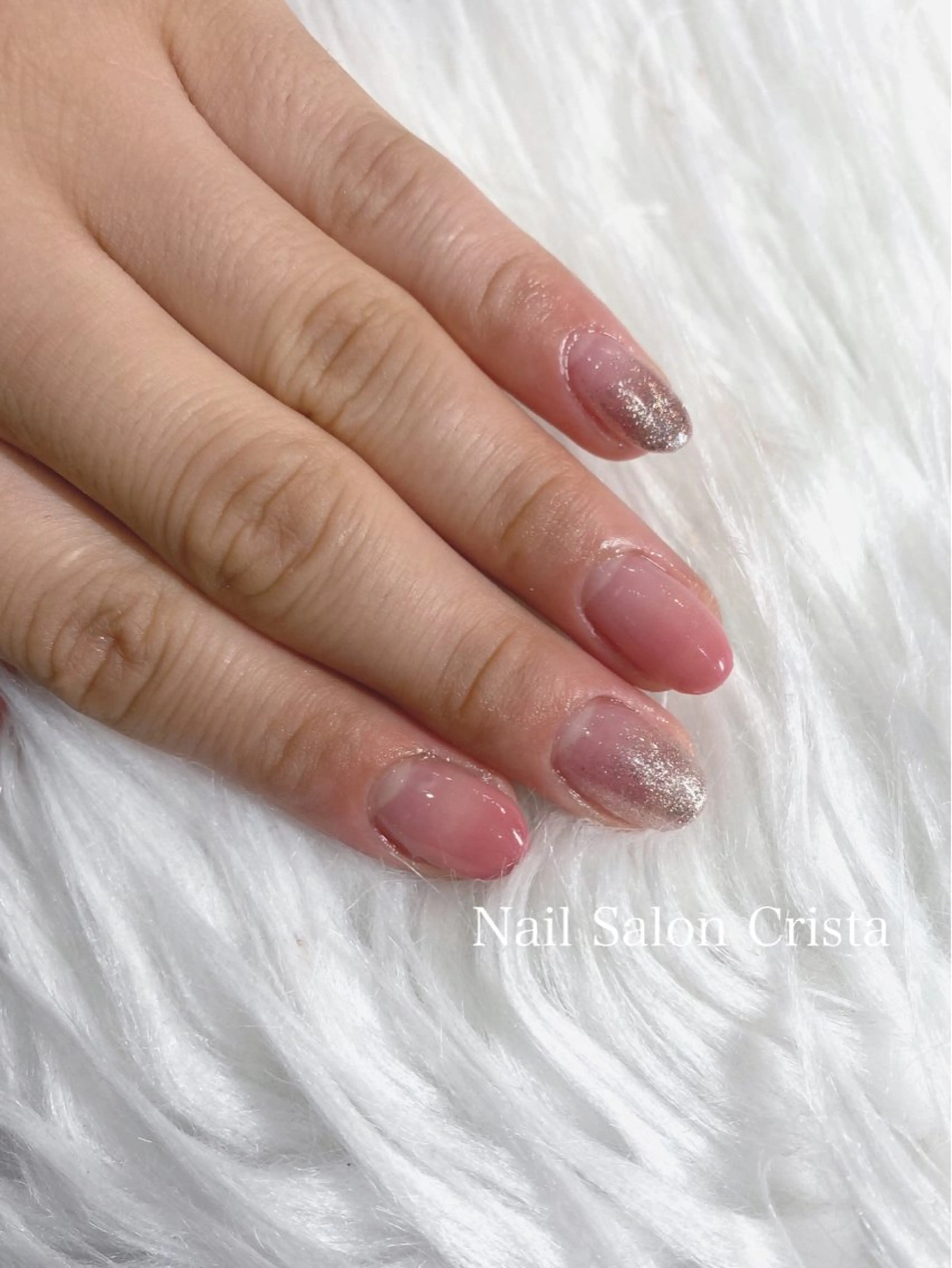 ネイル ジェルネイル ラメ(グリッター) ラメグラデーション パラジェル ピンク CRISTA MOMOのネイルデザイン