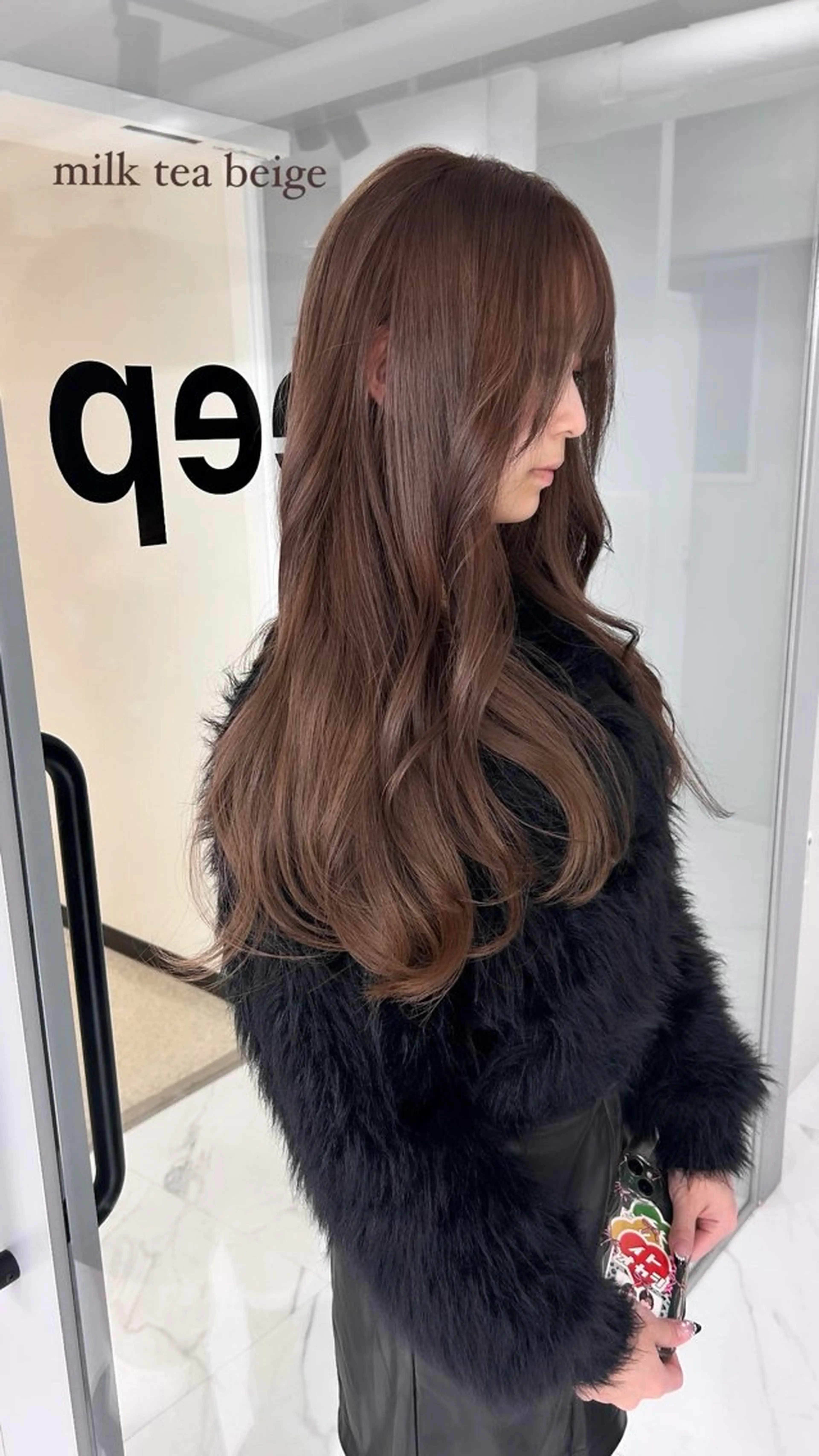 ロング カラー ベージュカラー ミルクティーベージュ ヘアカラー トリートメント shizuna/平尾 /カラー/髪質改善のヘアスタイル