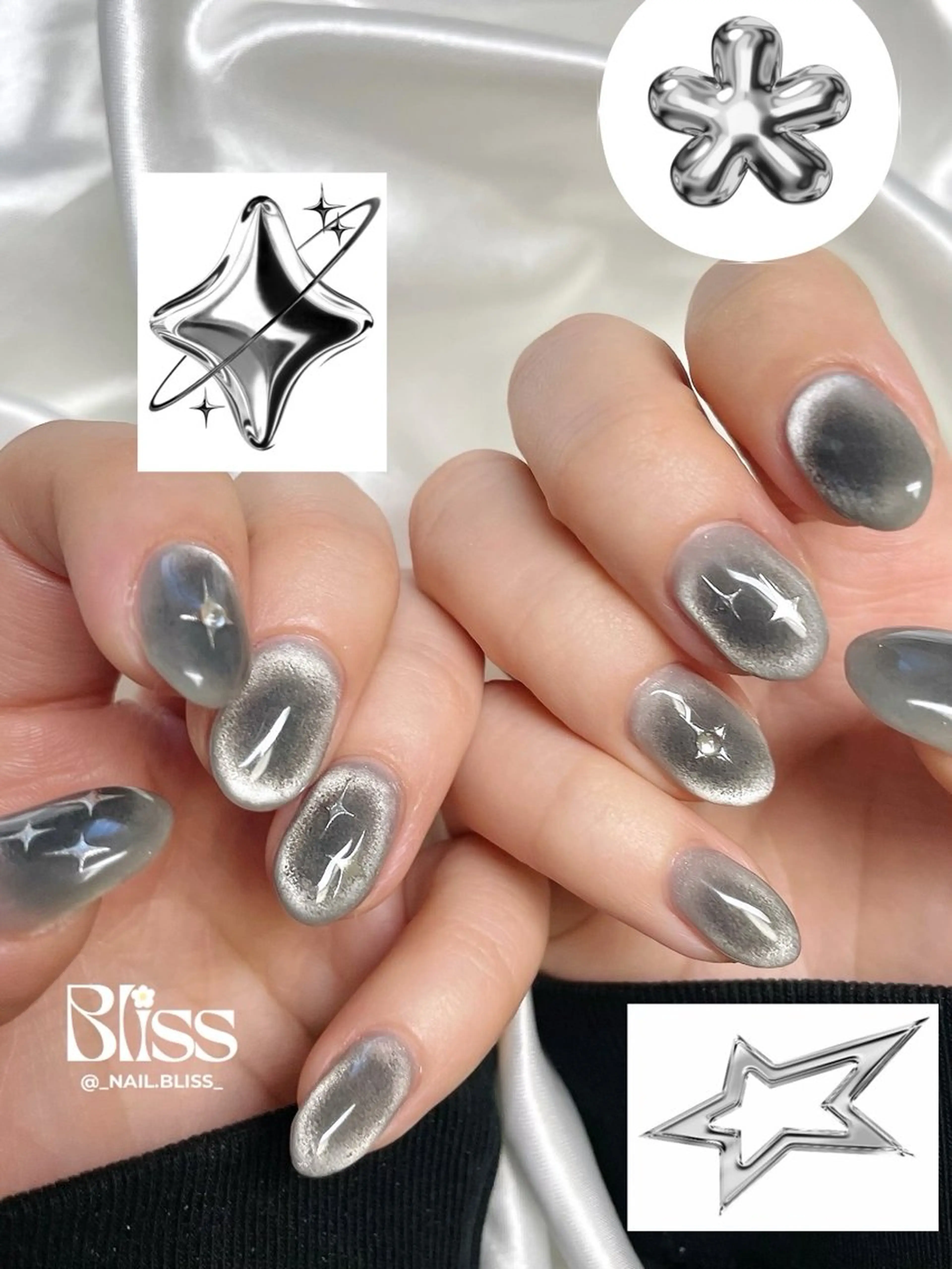 ネイル チークネイル マグネットネイル 持ち込み ハンドネイル NAIL BLISSのネイルデザイン