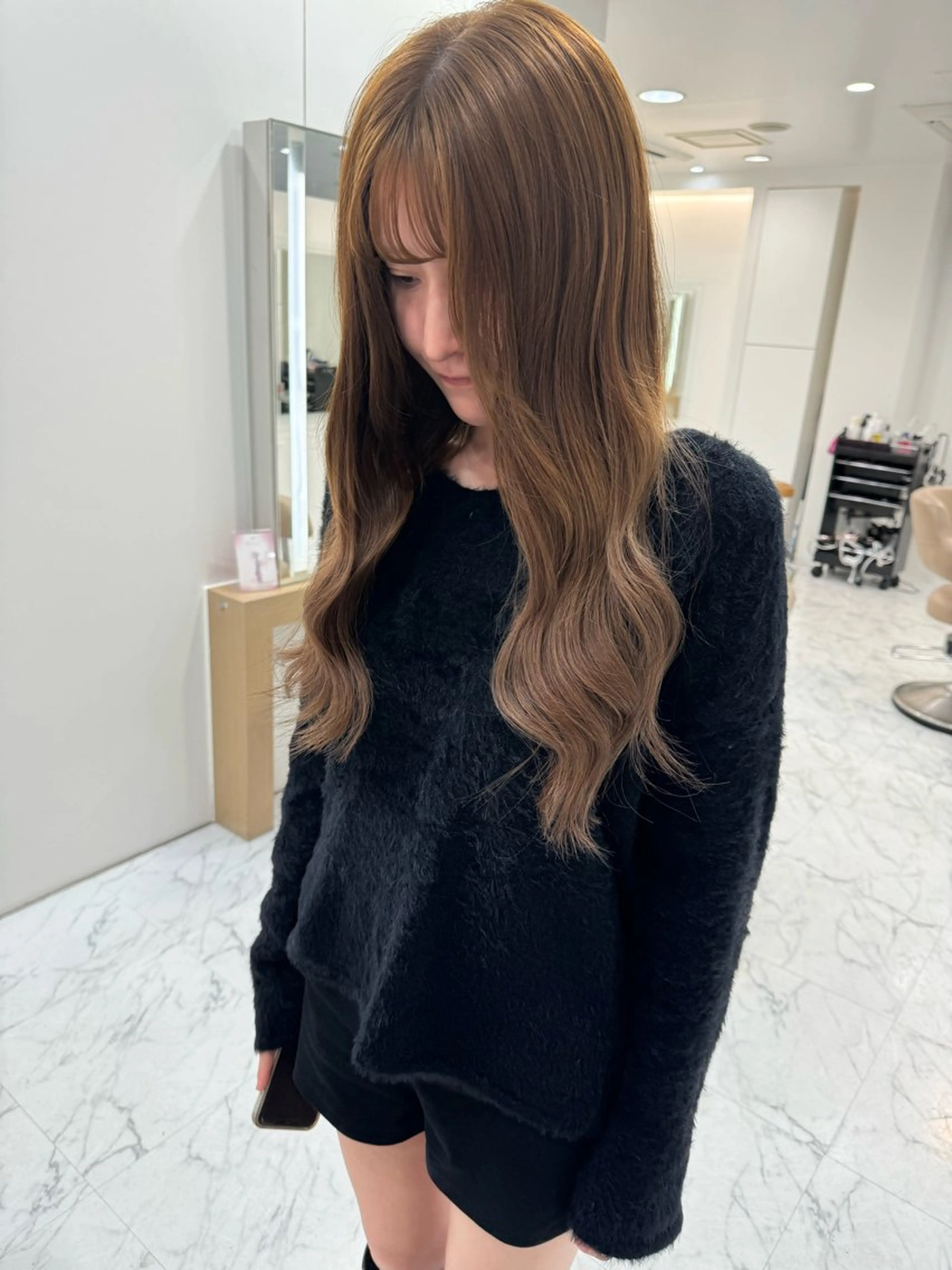 セミロング シールエクステ エクステ 濱川響太レディース カットモデルのヘアスタイル