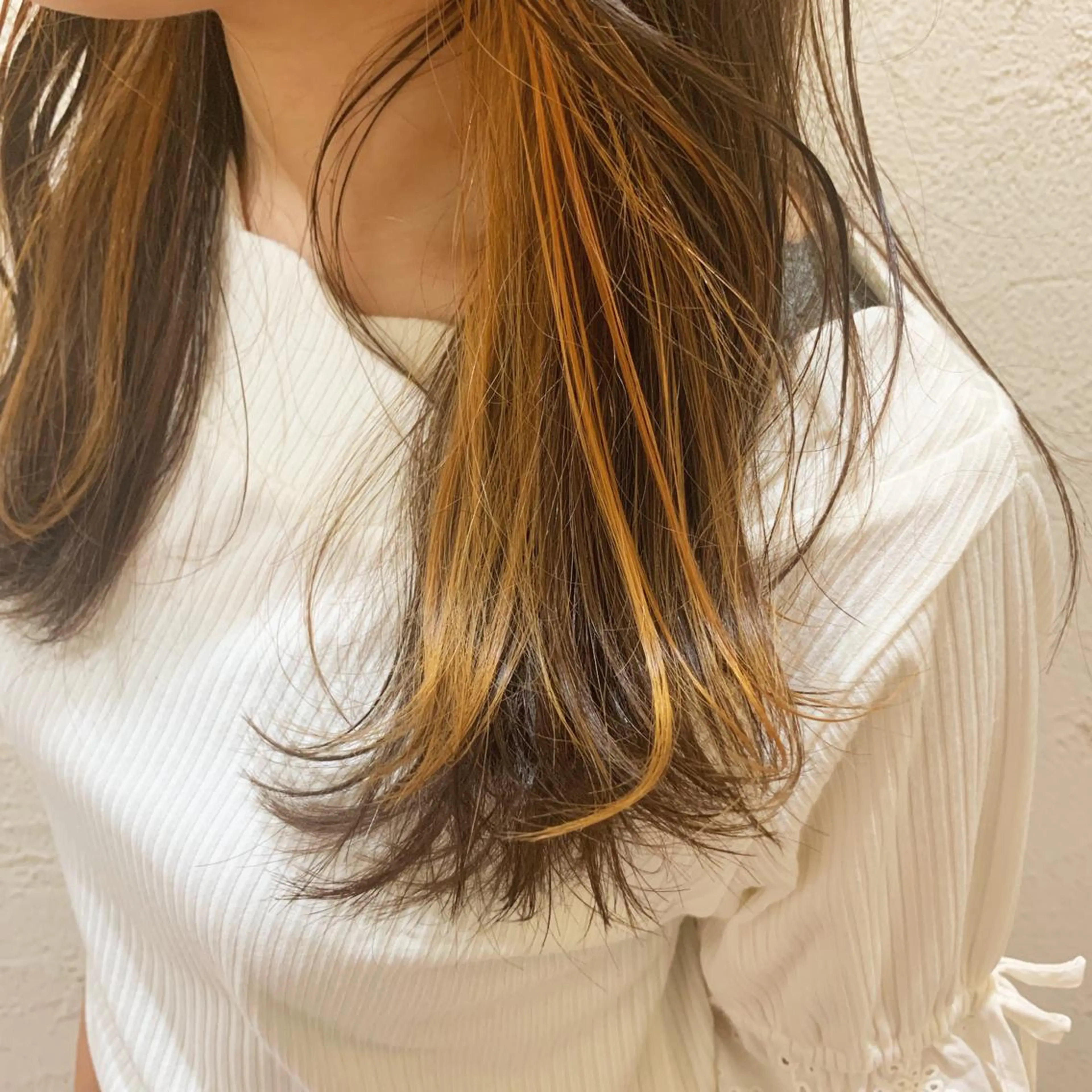 ミディアム カラー オレンジ 髪質改善色素改善特化 keiのヘアスタイル