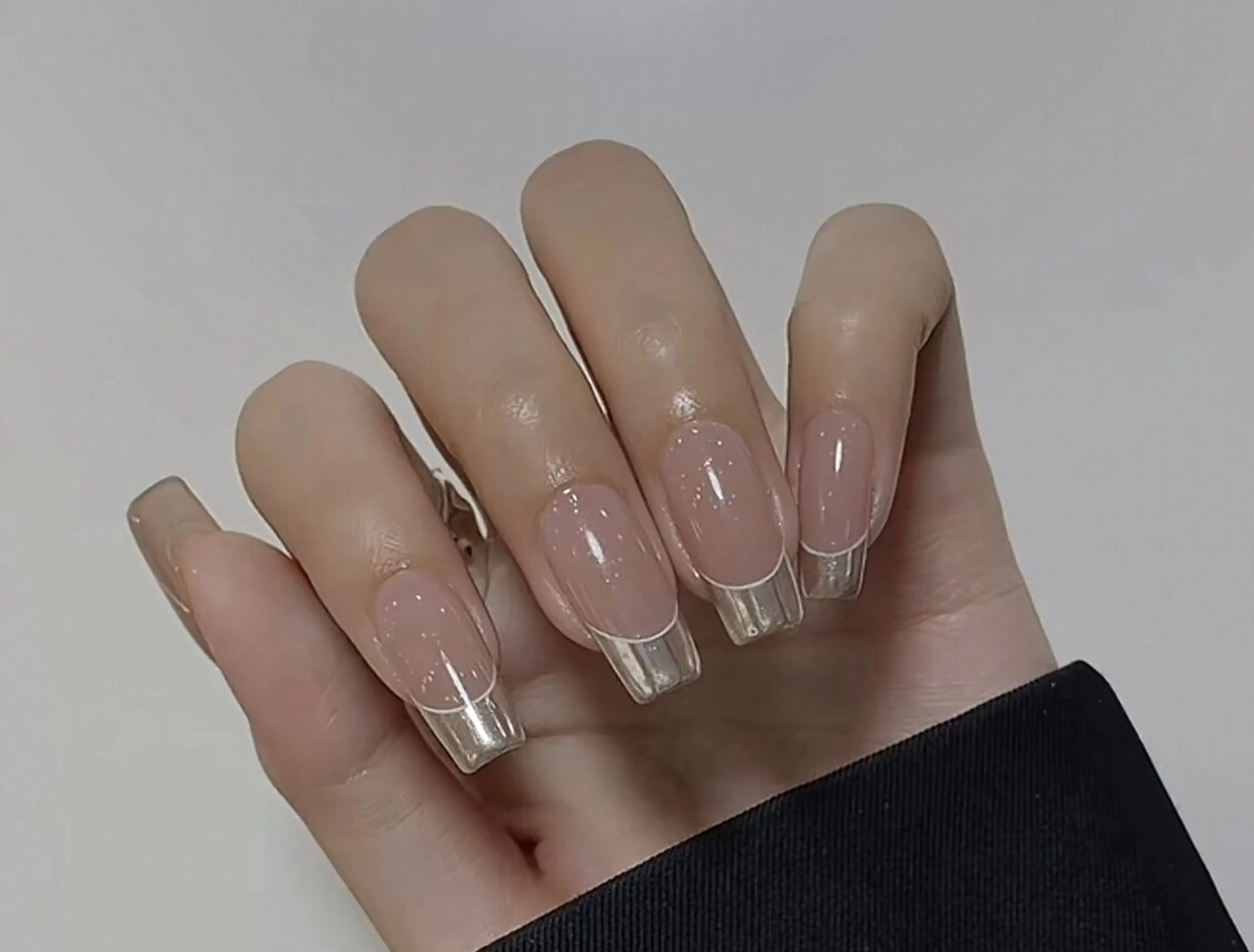 🌈大人気(オフ込み)カラーベースのミラーフレンチorガラスフレンチの写真