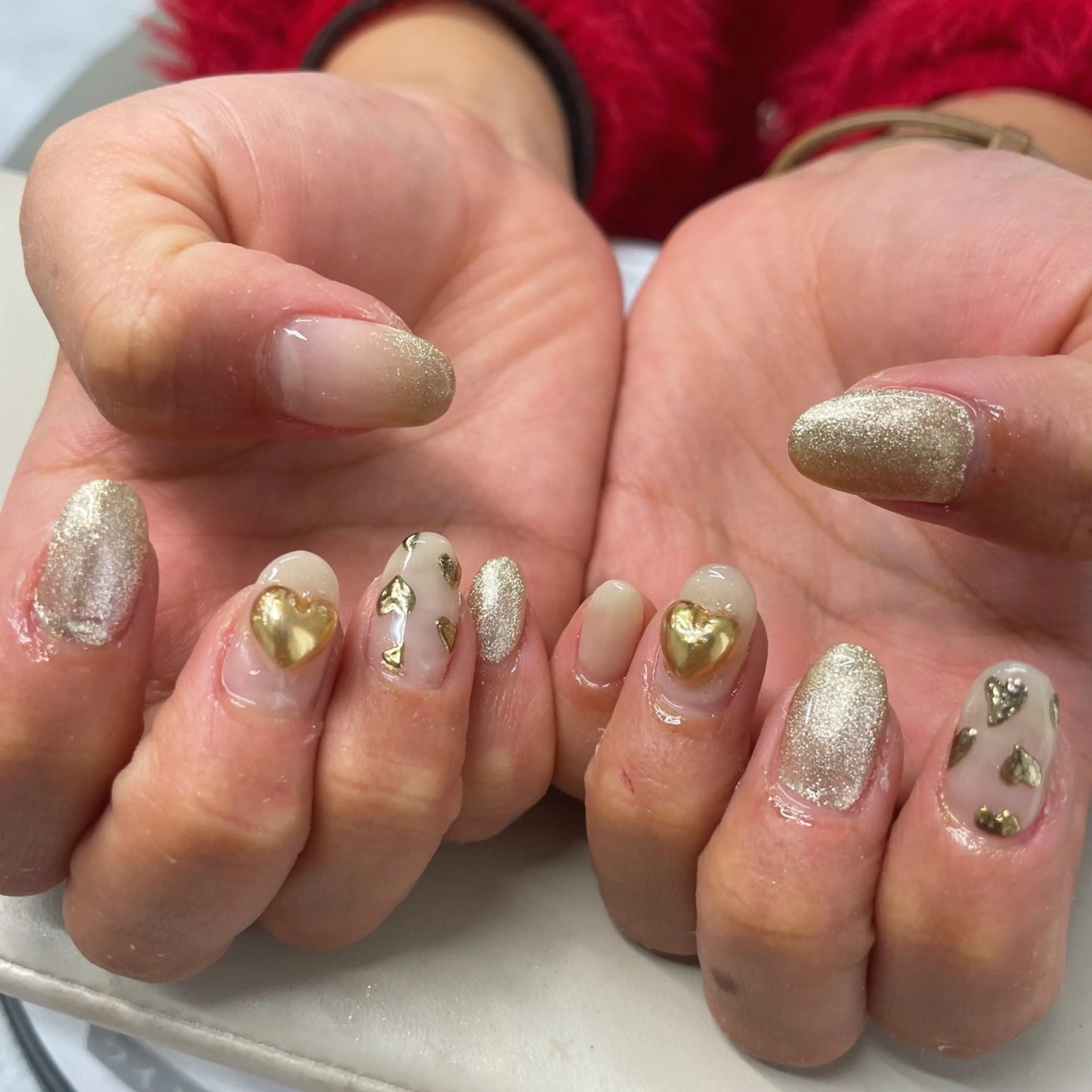 ネイル ハート ミラーネイル 🌴konami 4U NAIL🥥のネイルデザイン