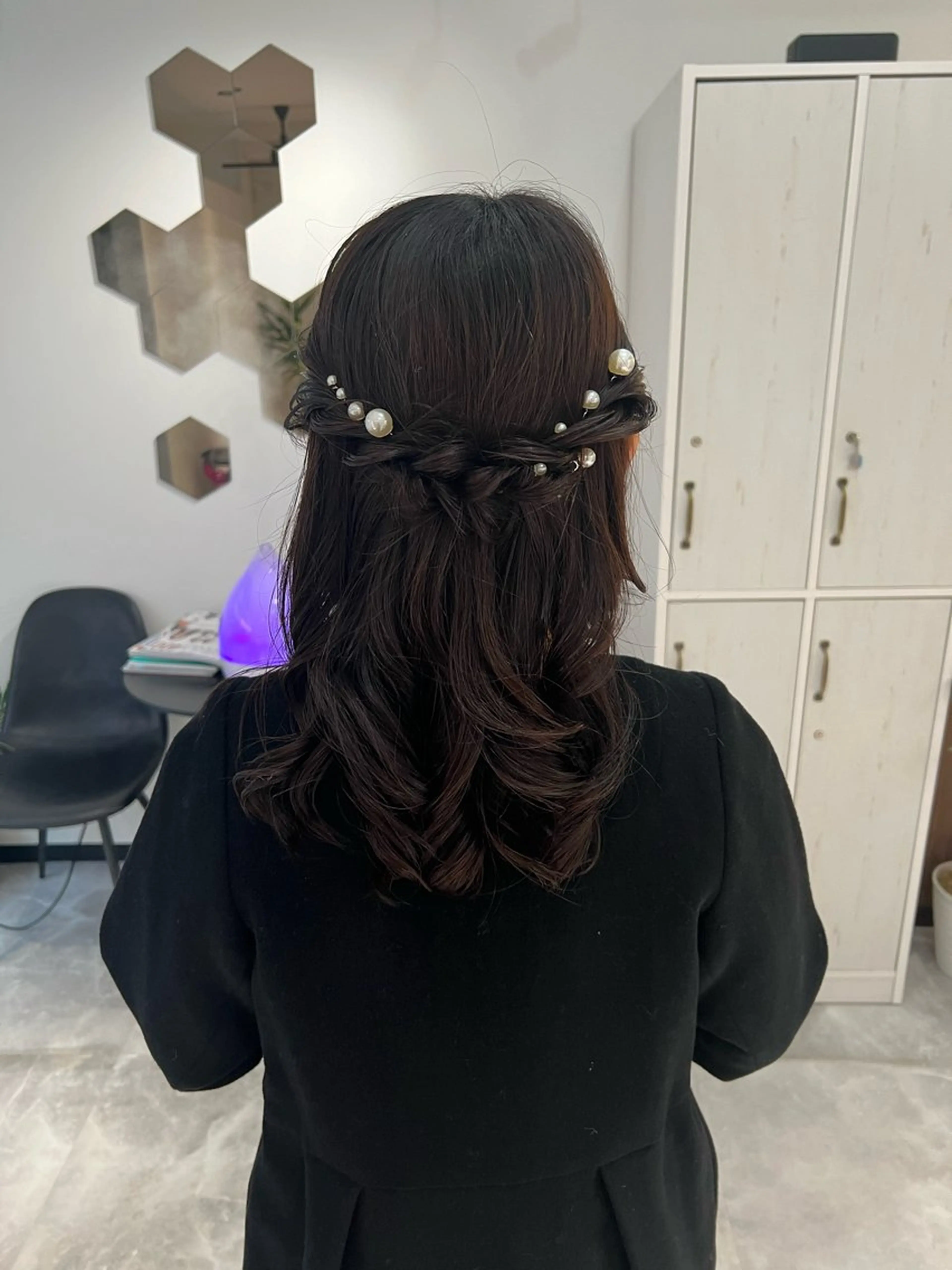 ミディアム カラー ヘアアレンジ ハーフアップ 「sumi」 AMIのヘアスタイル