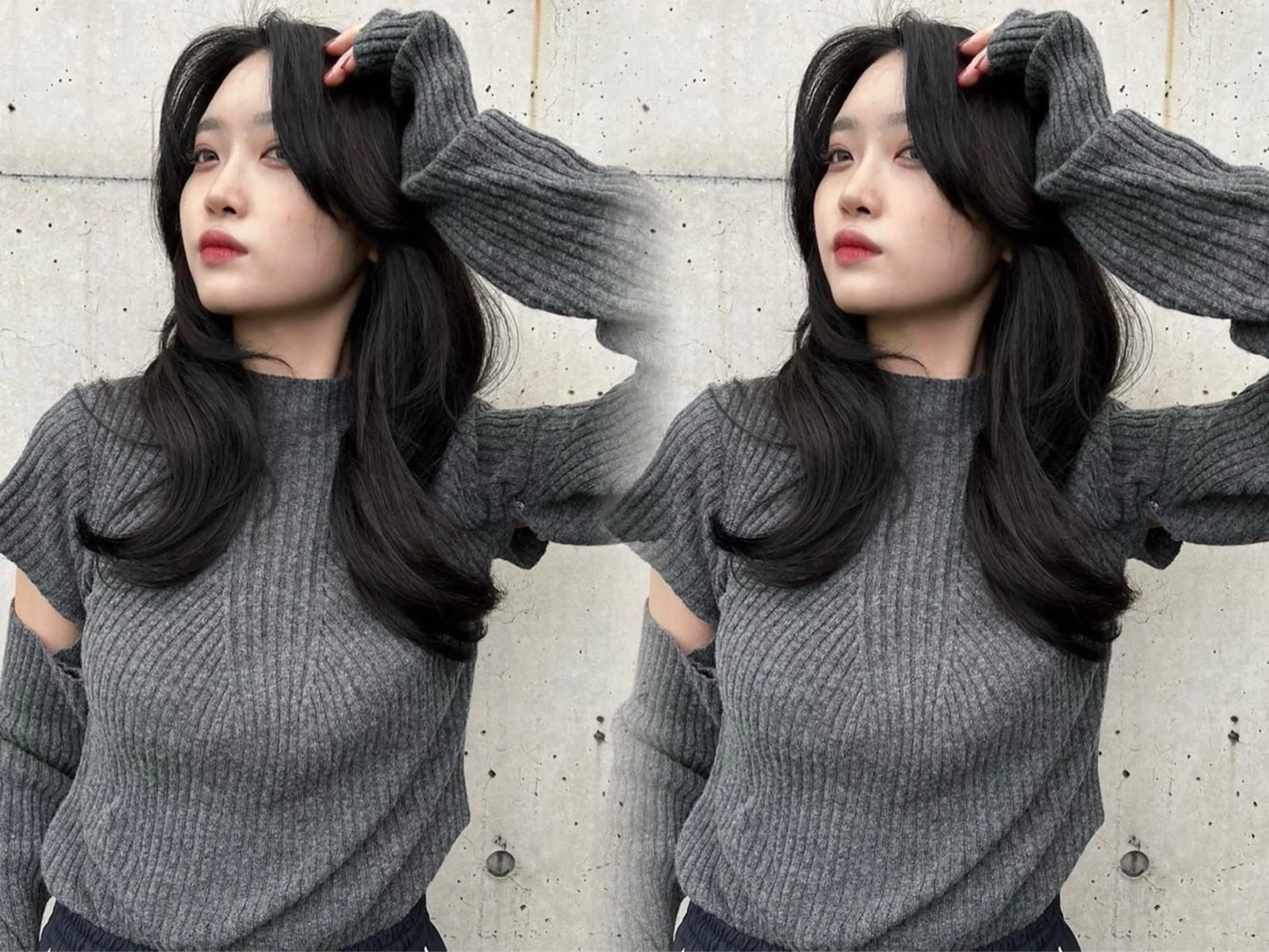 ロング カラー 黒髪 ブルーカラー ブルーブラック ヨシンモリ 韓国風ヘア カット ヘアカラー トリートメント レイヤーカット/ 縮毛矯正/TERUのヘアスタイル