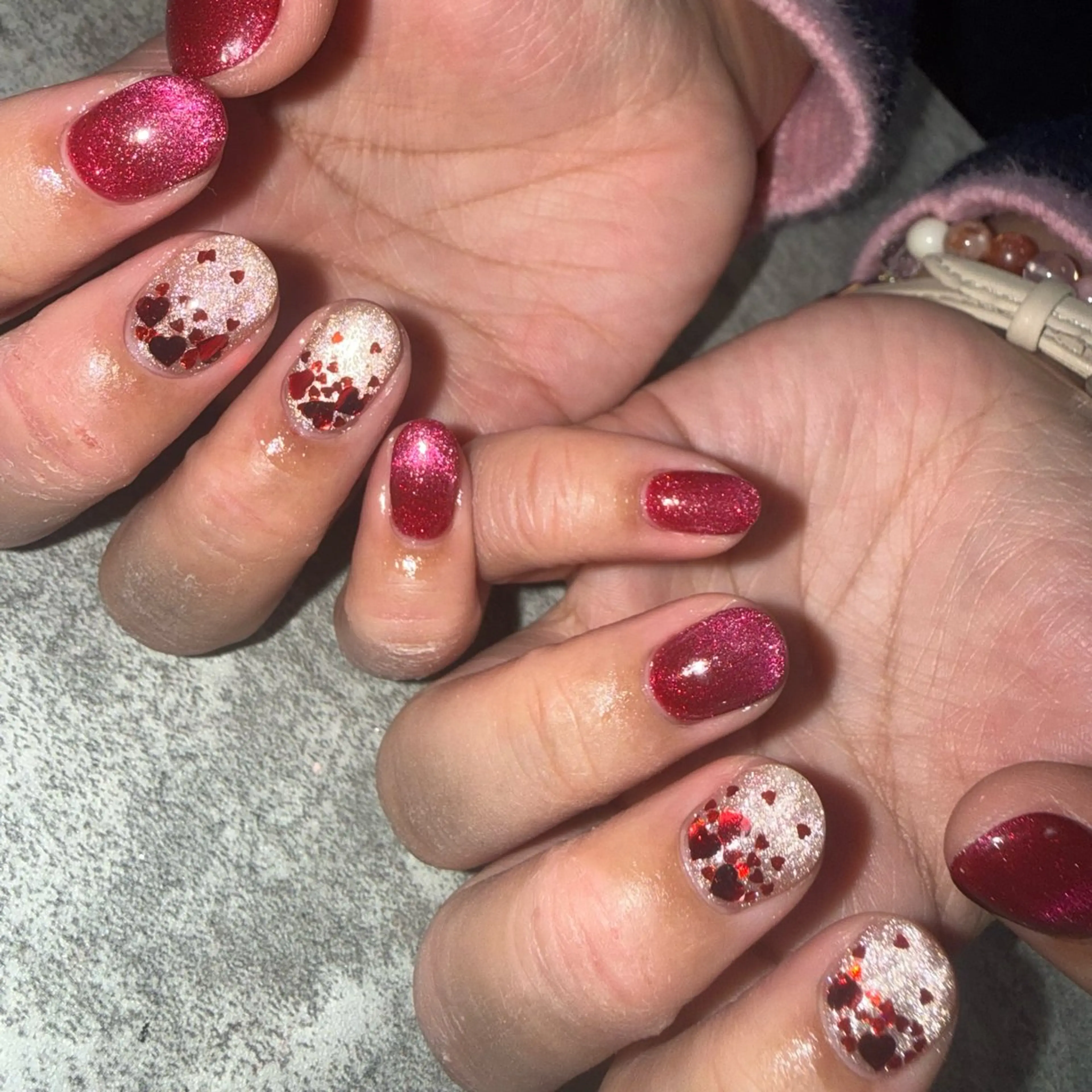 ネイル マグネットネイル バレンタイン ハンドネイル yuki nail...のネイルデザイン