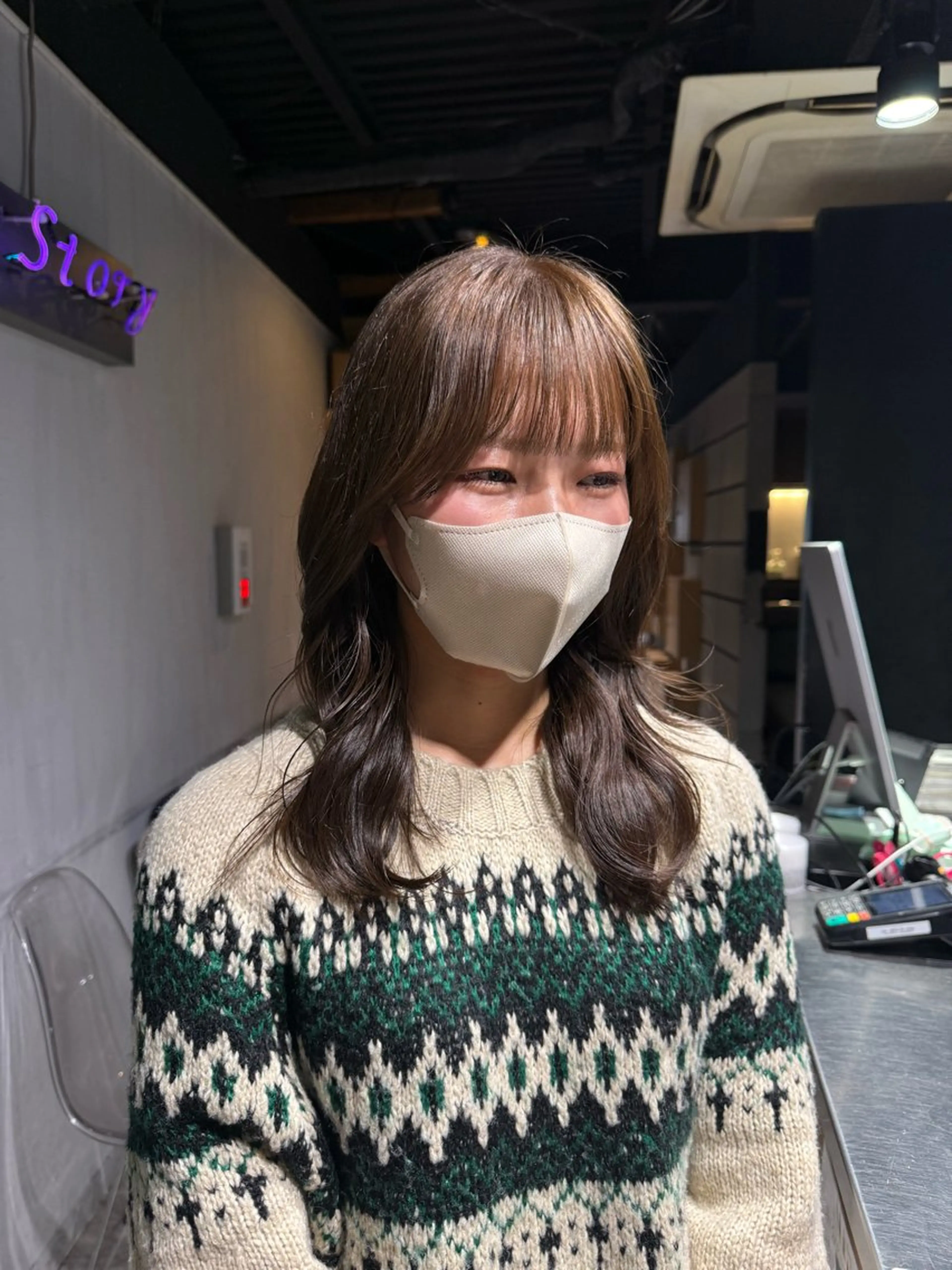 セミロング カラー カット ヘアカラー NANAMI🩵 大人可愛い韓国ヘアのヘアスタイル