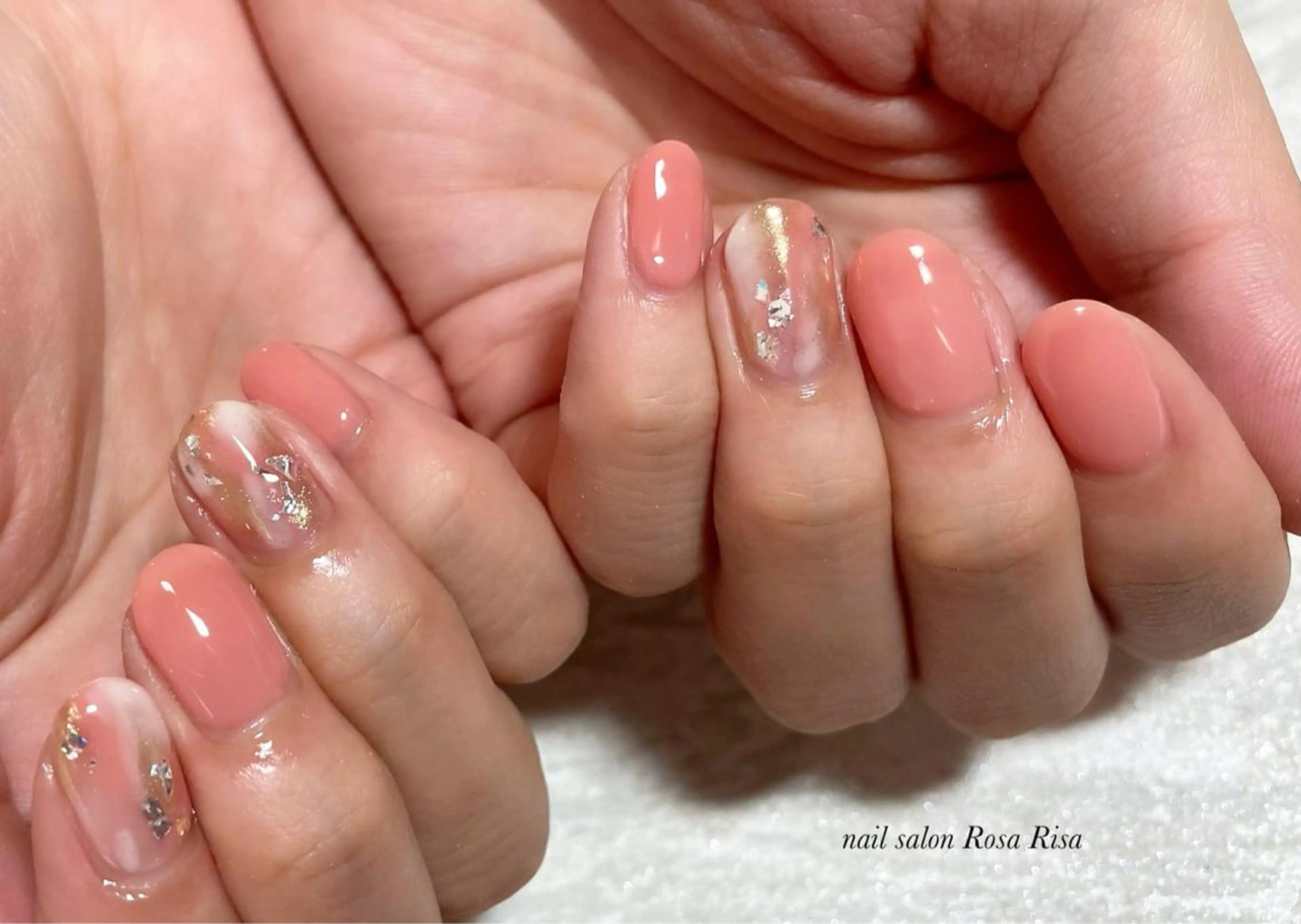 ショート ネイル オレンジ ネイルスタジオ シェイクユアハンズのネイルデザイン