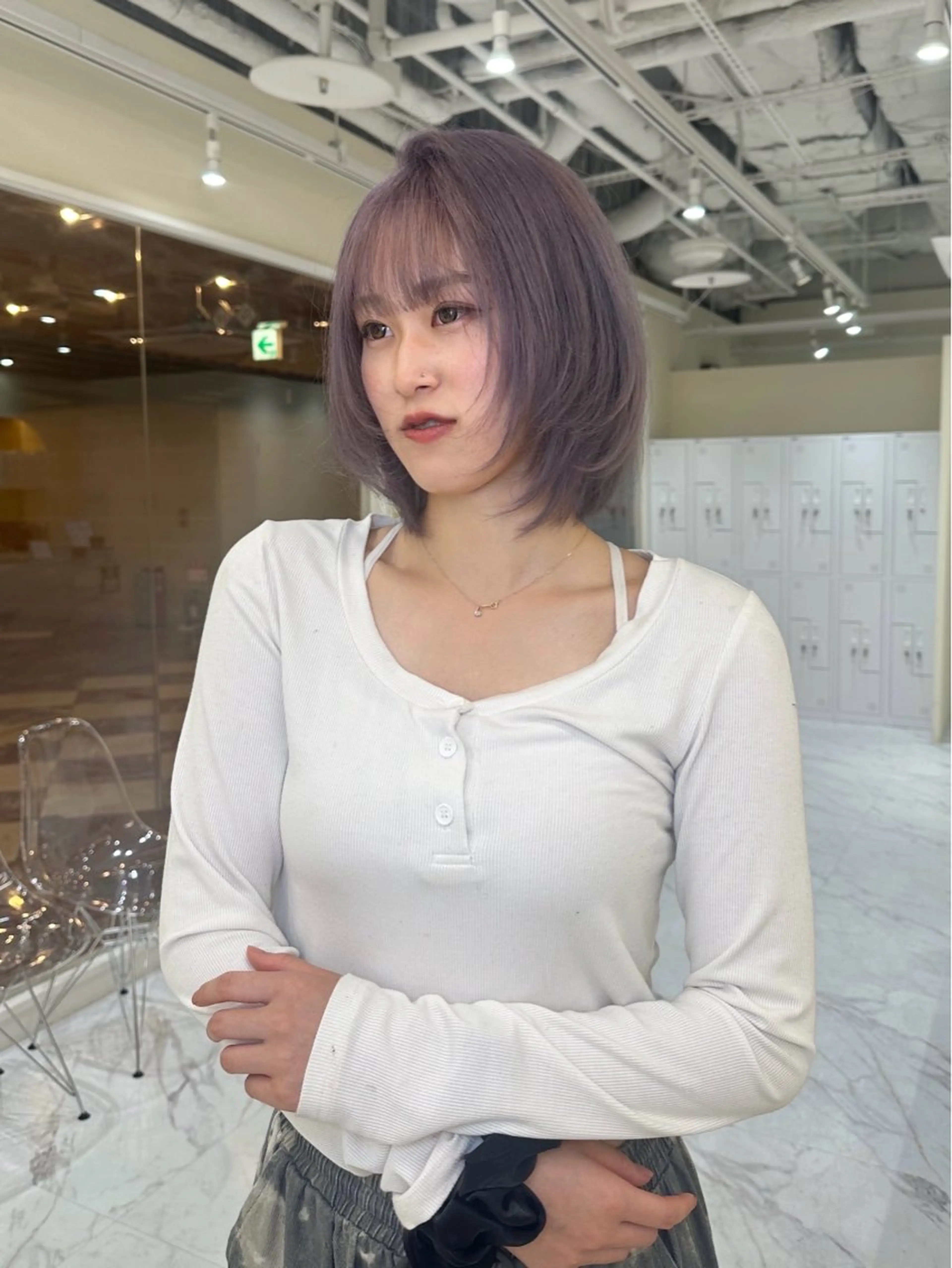 ショート カラー グレージュ ラベンダーカラー ラベンダーグレージュ ラベンダーグレー ヘアカラー 髪質改善🫧 カラー特化/Hinaのヘアスタイル