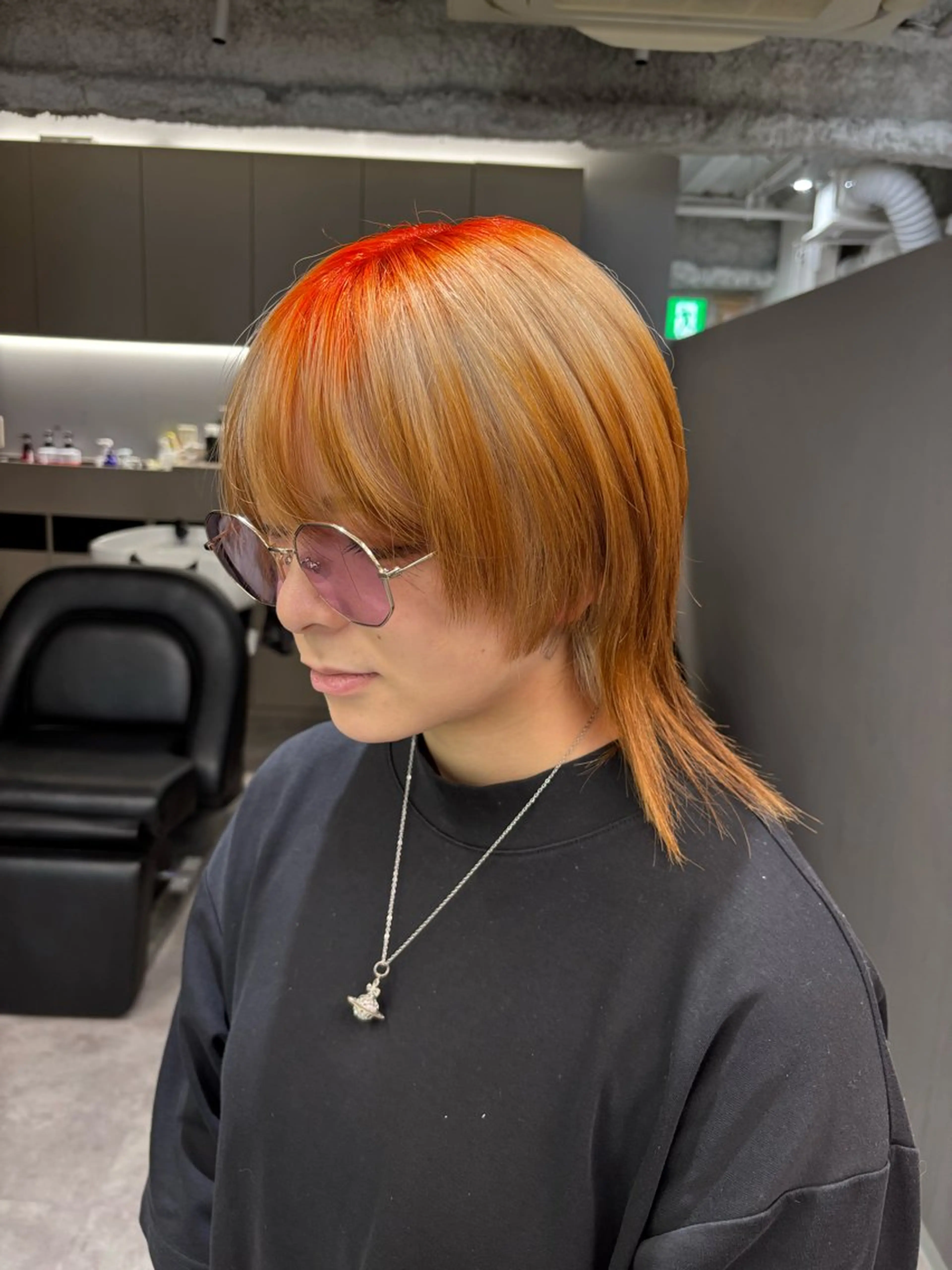 ショート カラー デザインカラー オレンジ ヘアカラー 名古屋／デザイン／ ブリーチ/松井亮磨のヘアスタイル