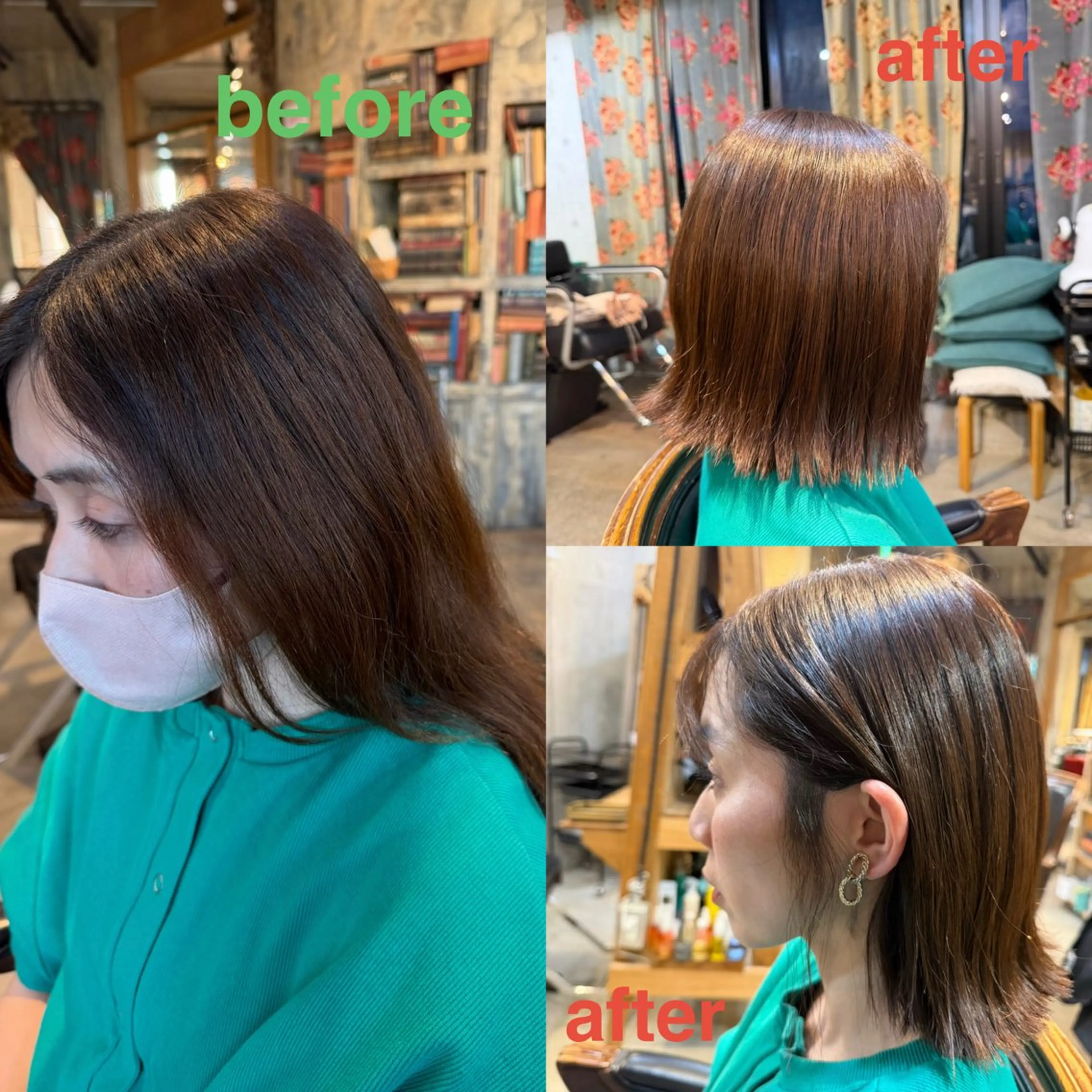 ミディアム ボブ 外ハネヘア カット ヘアカラー トリートメント 🍀Ryosuke 🍀のヘアスタイル