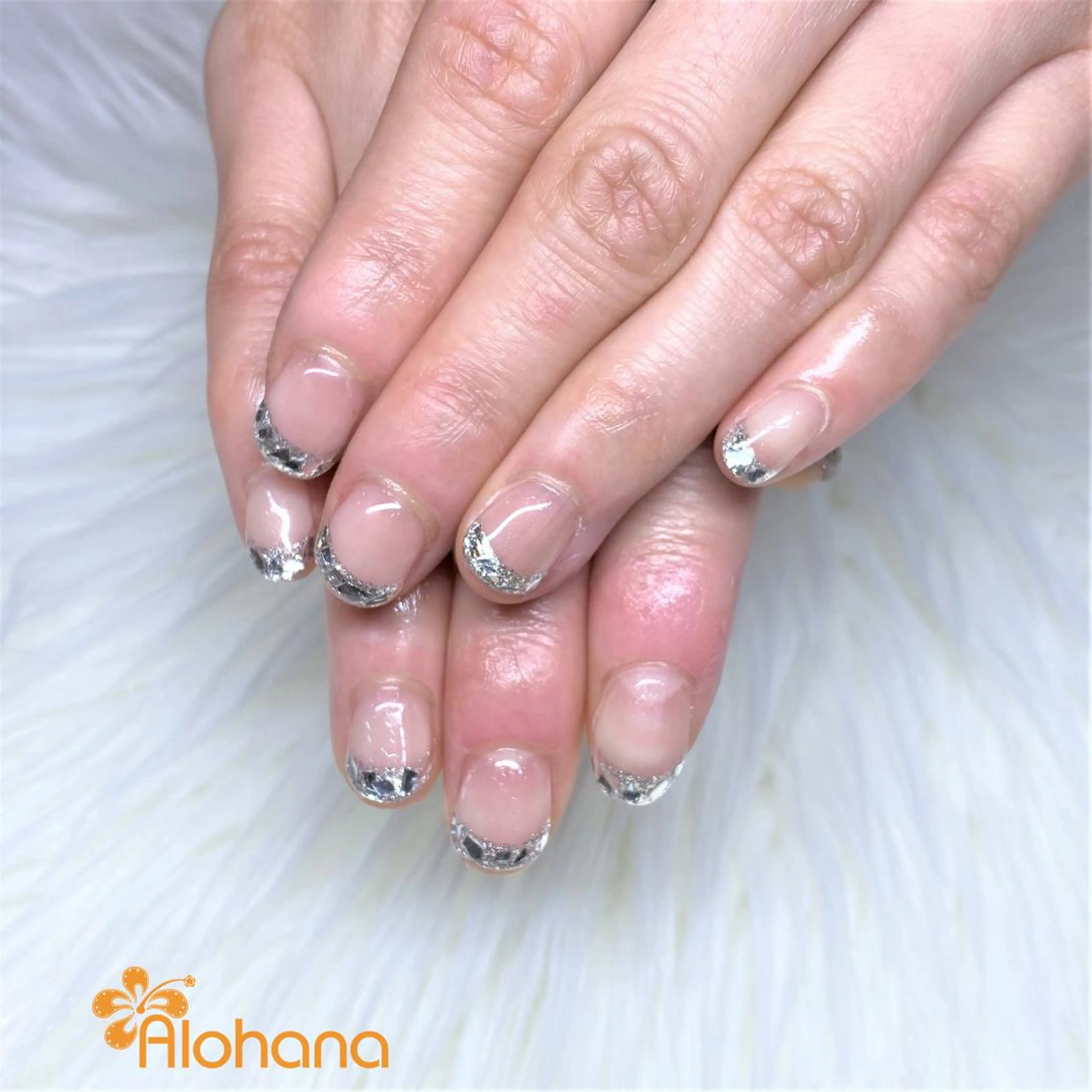 ネイル フレンチネイル ガラスフレンチ ハンドネイル Alohana Minaのネイルデザイン