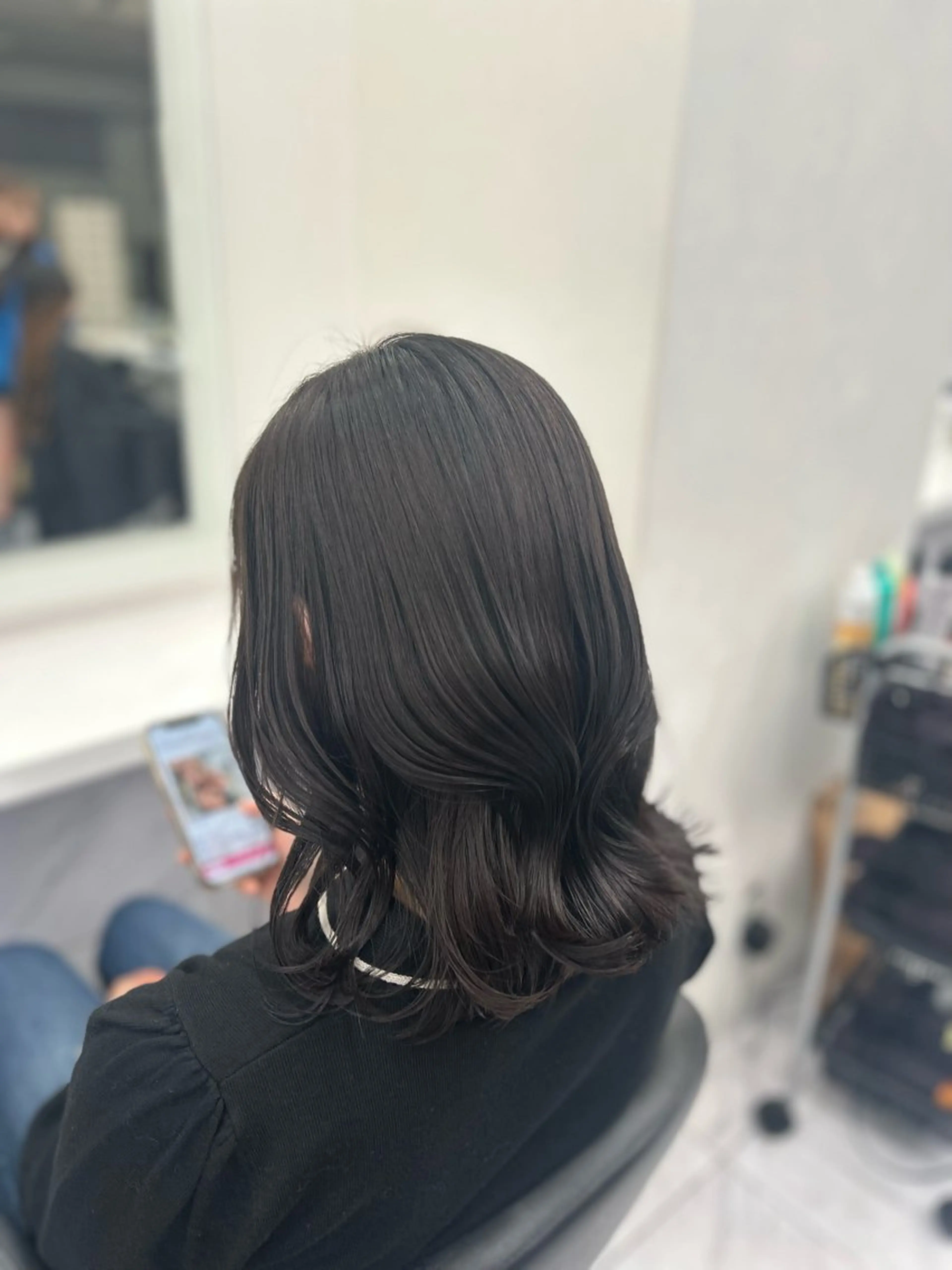 セミロング カラー パーマ ヘアアレンジ メンズ キッズ ブリーチなしカラー/ ブラウン/レイヤーのヘアスタイル