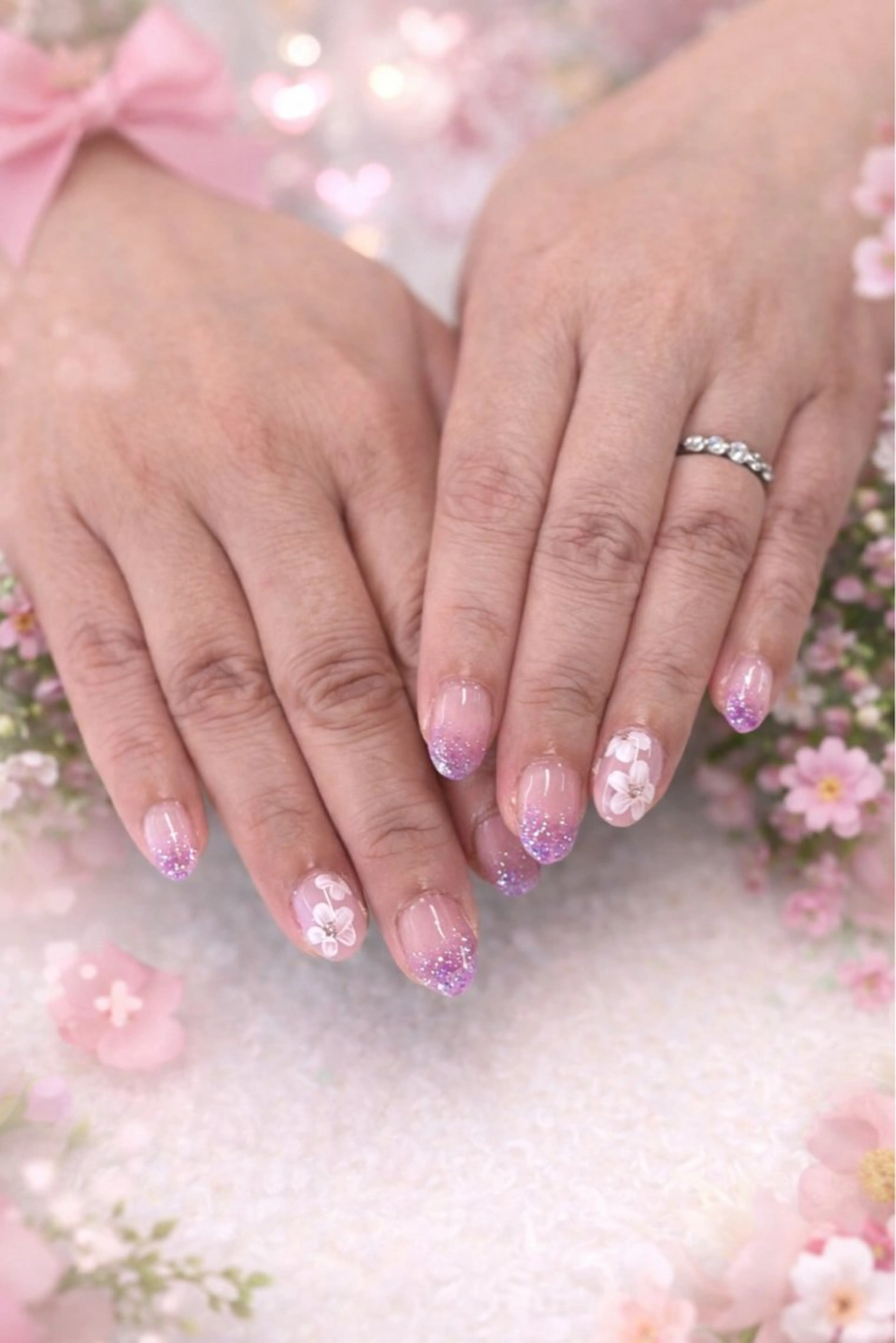 ネイル アートネイル グラデーション ラメ(グリッター) ラメグラデーション ハンドネイル 大髙 美怜のネイルデザイン