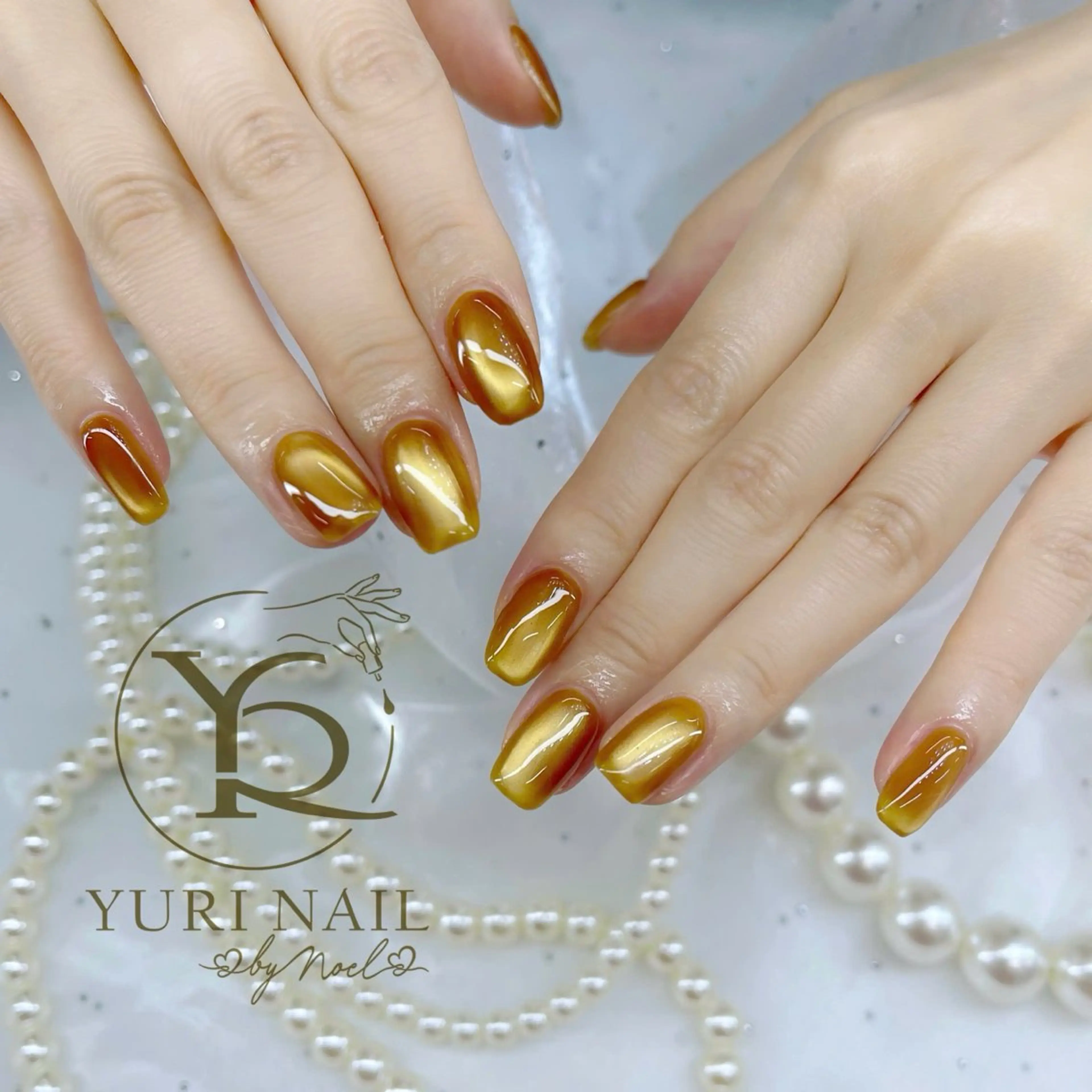 ネイル オーロラネイル ブルー チークネイル フレンチネイル グラデーション ハンドネイル フットネイル ハンドケア YURI Nail Funabashiのネイルデザイン