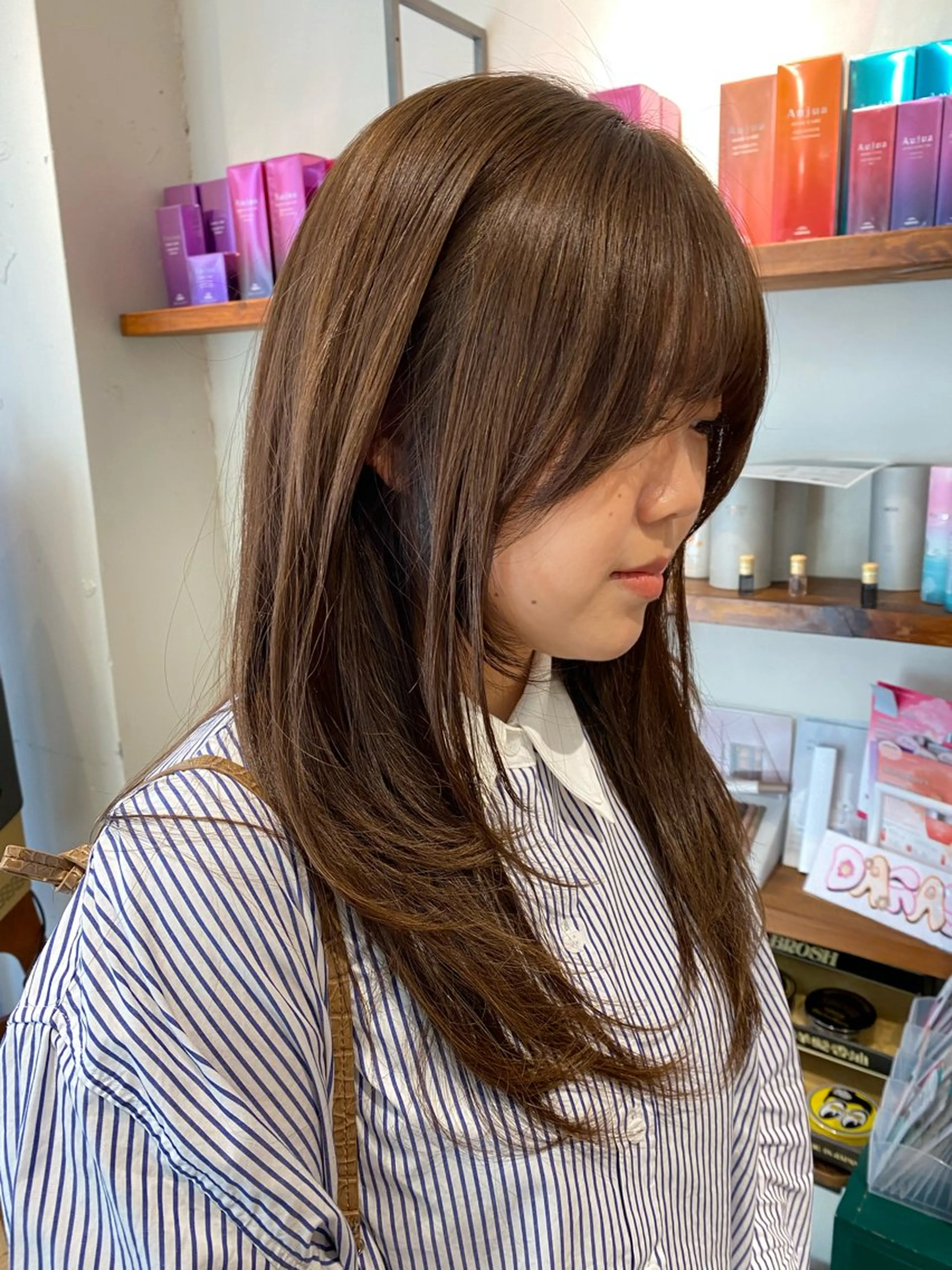 ロング カラー カット ヘアカラー ナチュラルヘア🫧 ナナミのヘアスタイル