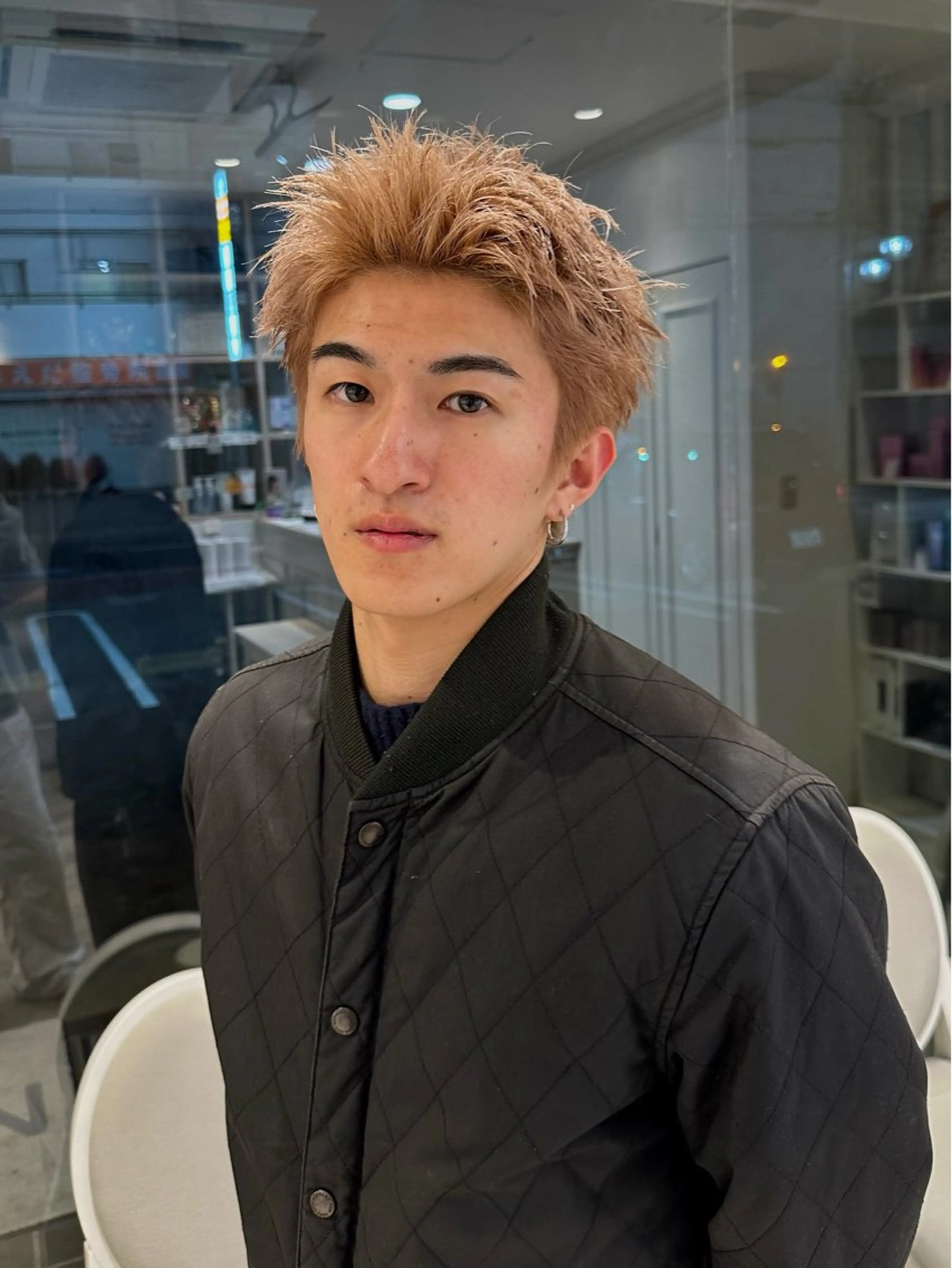 ショート カラー メンズ パーマ/ハイトーン スパイキー/神田正紀のヘアスタイル