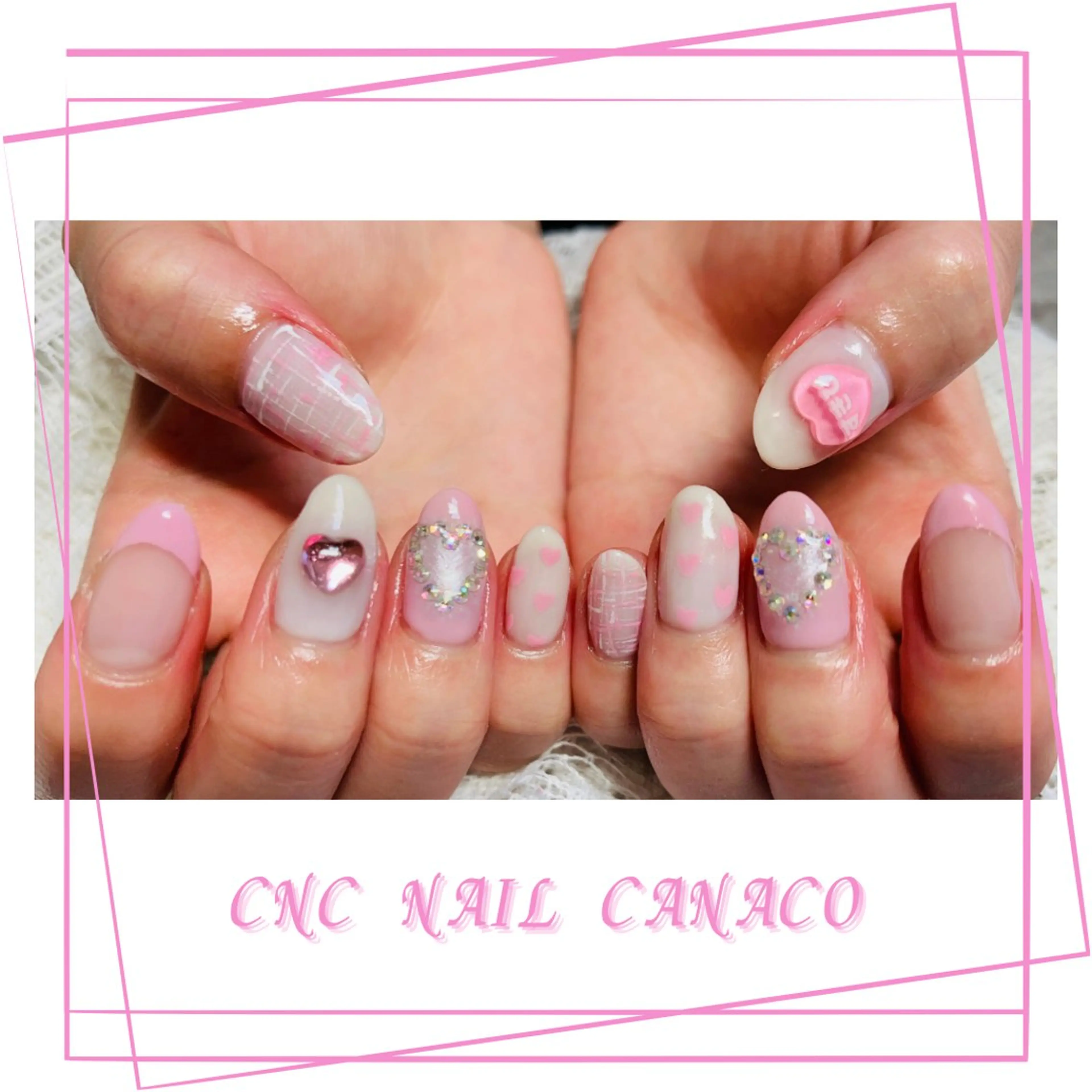 ネイル アートネイル 持ち込み ピンク ハンドネイル ハンドケア ベテランネイル cnc  nailのネイルデザイン
