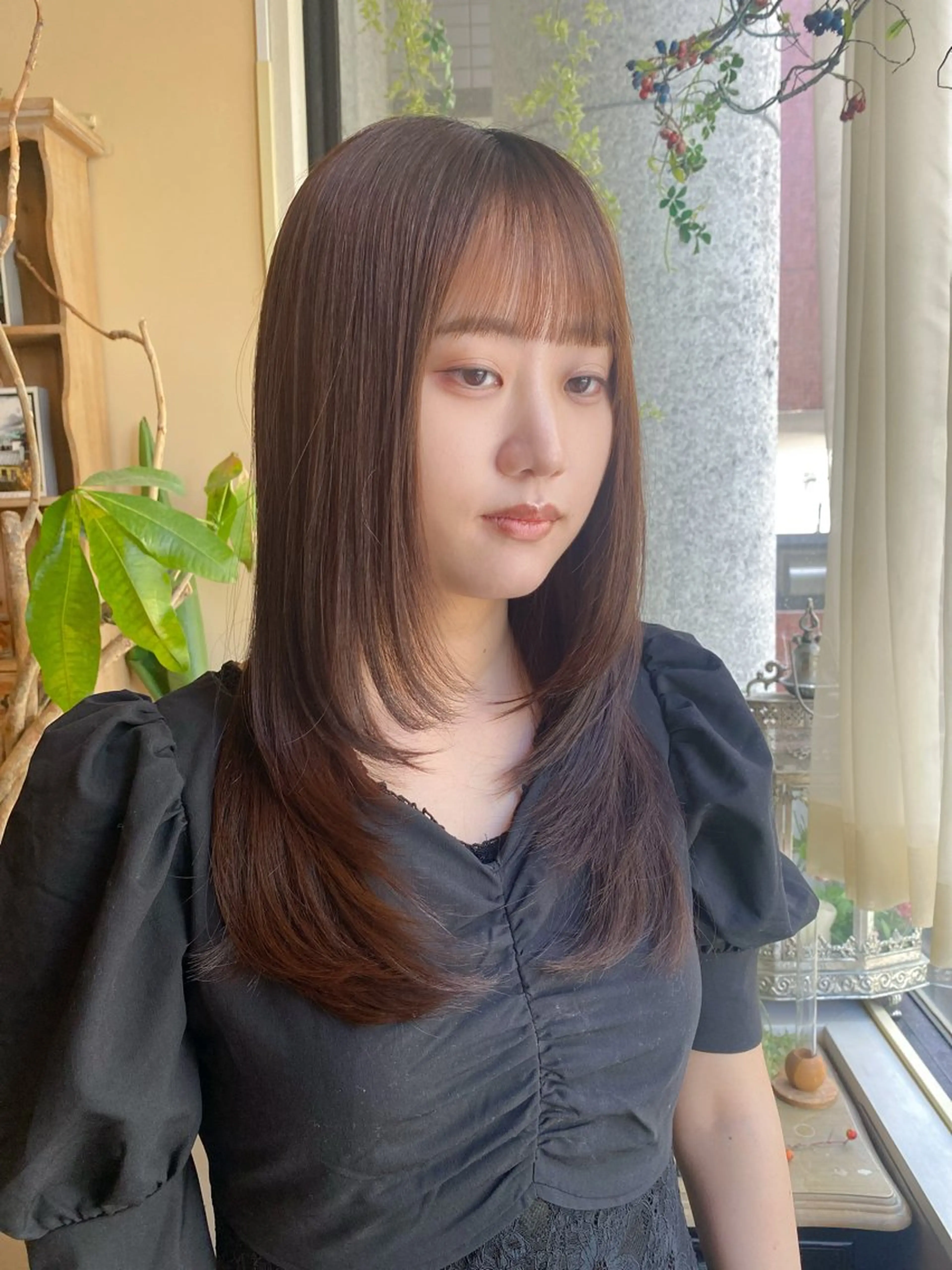 ロング カラー ベージュカラー ブリーチ ブリーチなしカラー オリーブベージュ 髪質改善 當山 瑠奈のヘアスタイル
