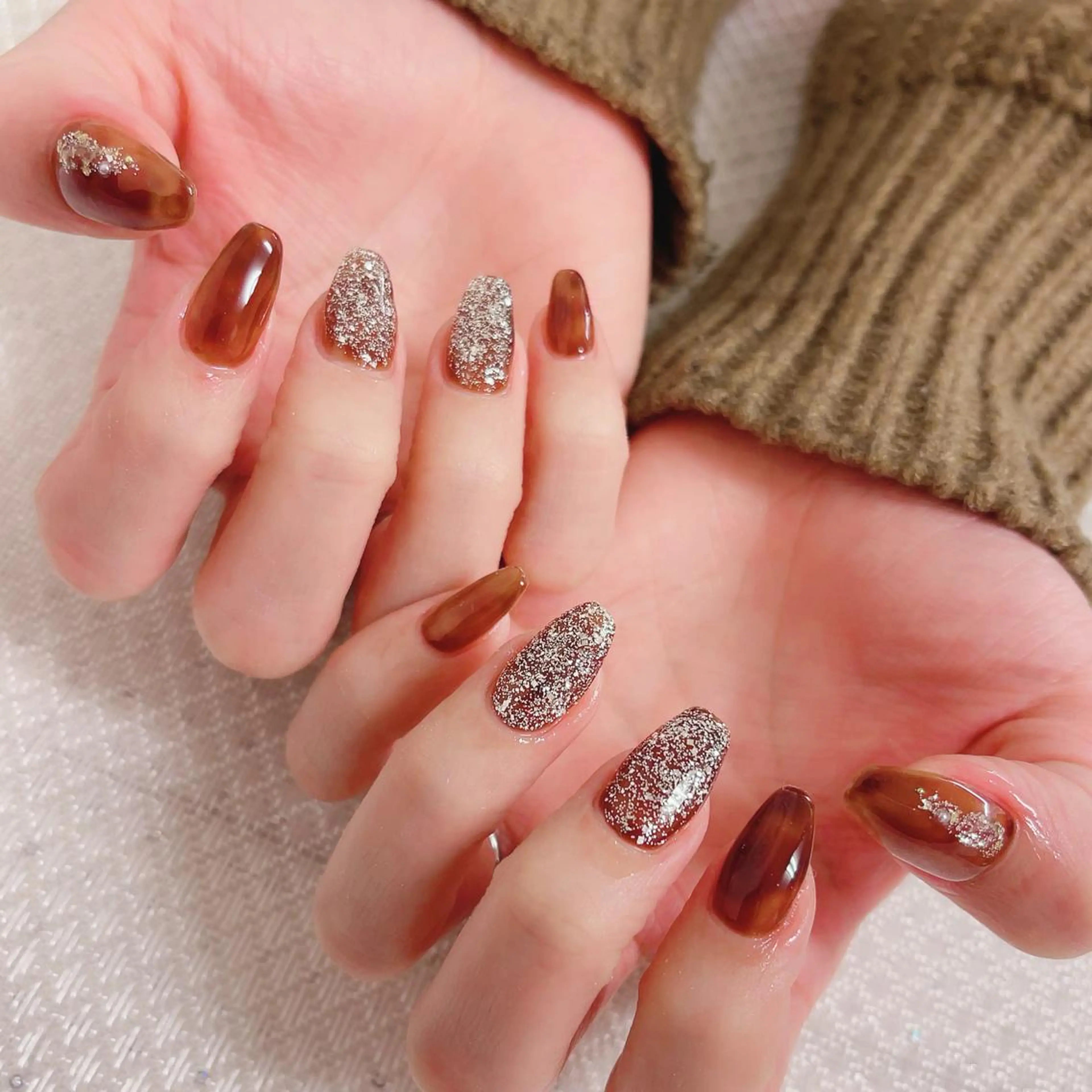 ネイル ブラウン 🤎🧸 Aya 🧸🤎のネイルデザイン