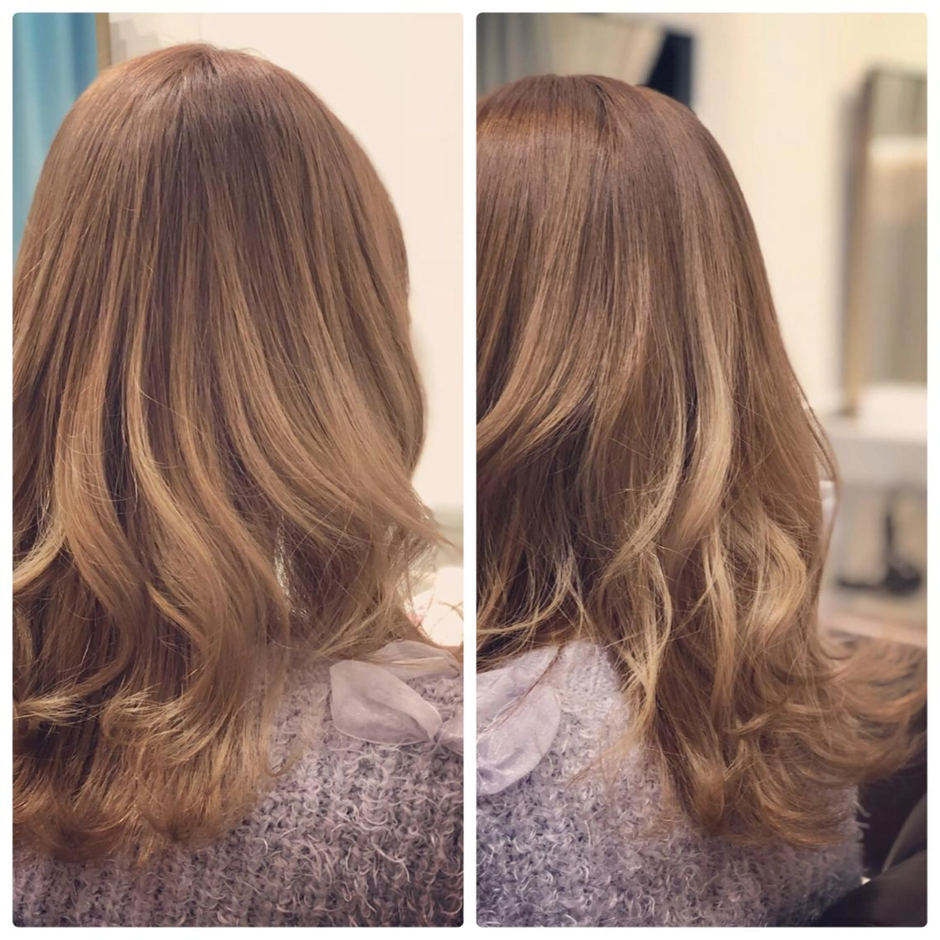 セミロング カラー ベージュカラー ダブルカラー ミルクティーベージュ 坂元 智信のヘアスタイル