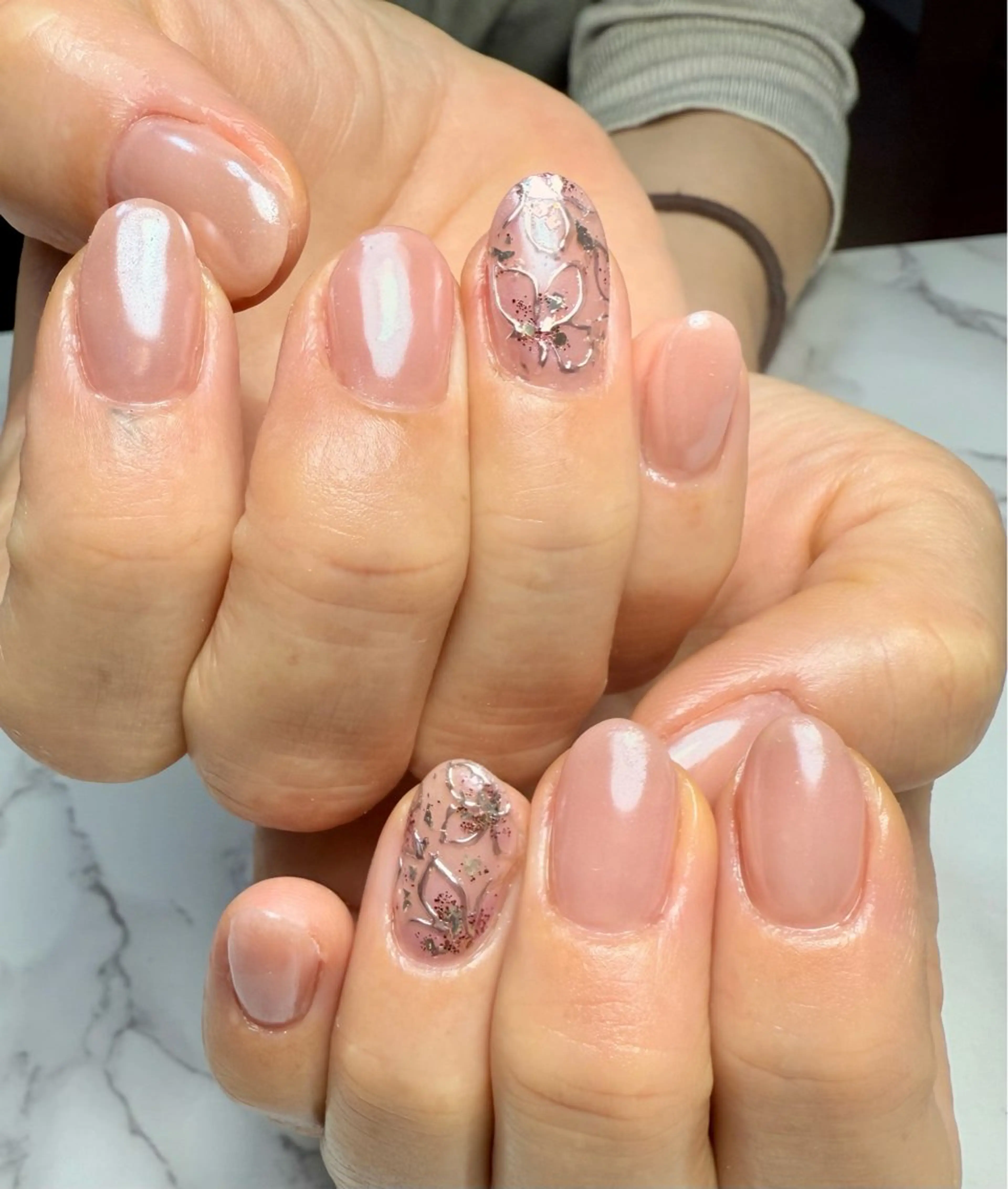 ネイル アートネイル チークネイル フレンチネイル 氷ネイル・うるうるネイル キラキラネイル M.N_ nailのネイルデザイン